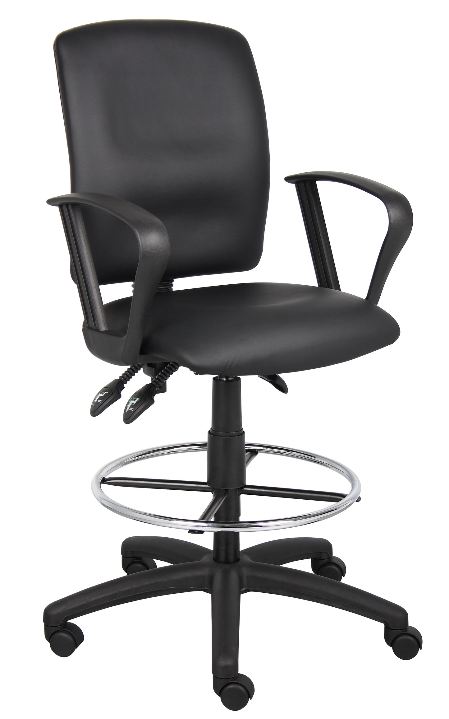Boss Multi-Function LeatherPlus Drafting Stool W/ Loop Arms