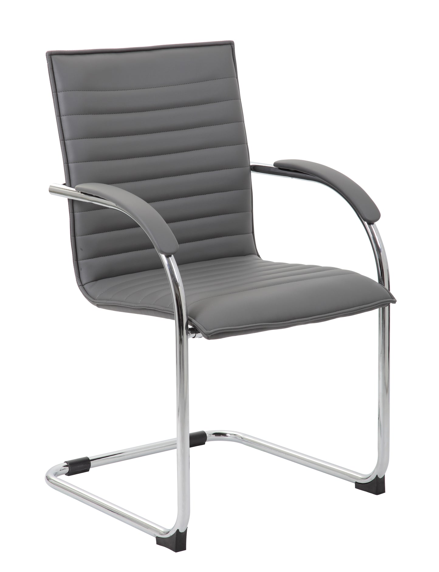 Boss Chrome Frame, Grey Vinyl Side Chair, 2 pack