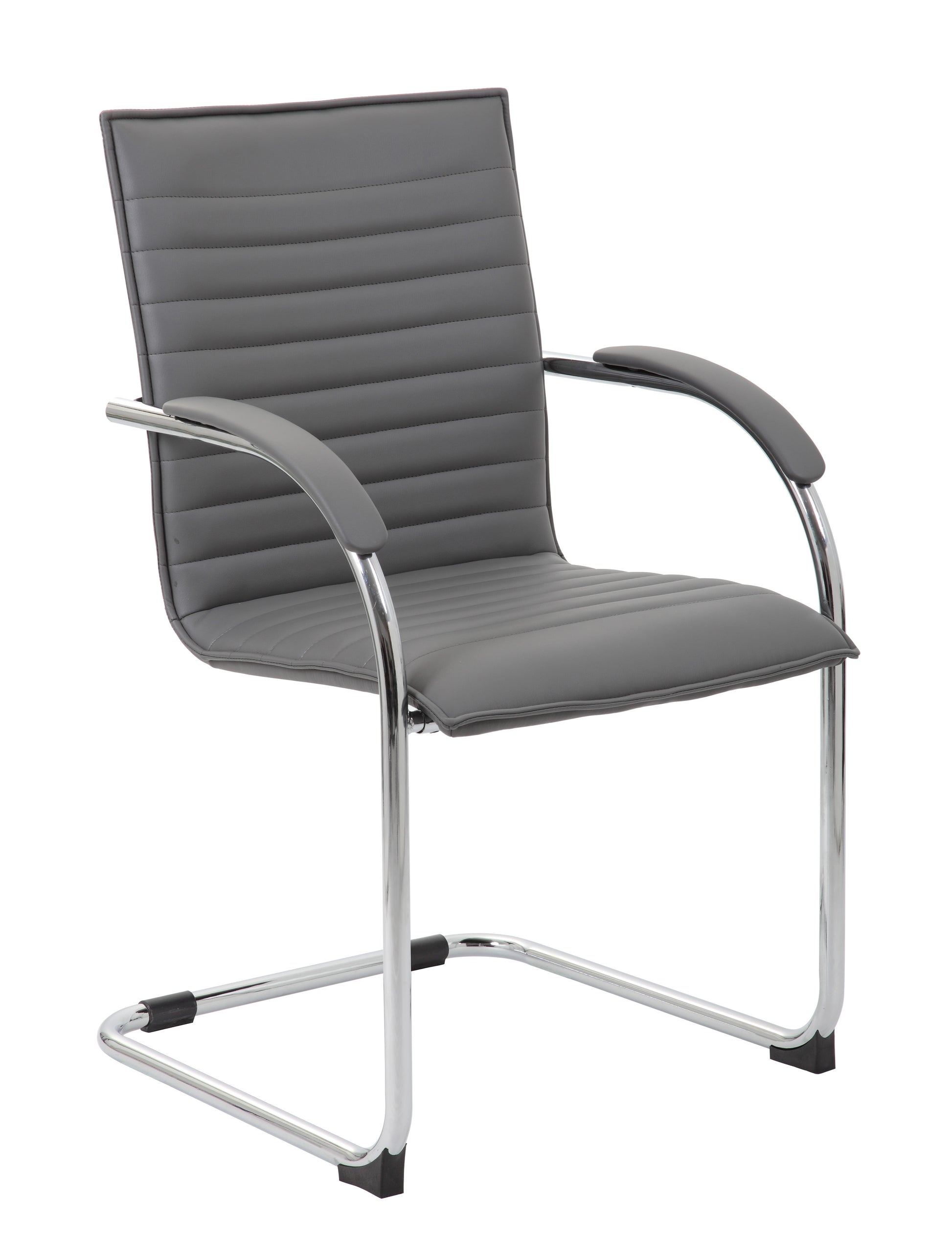 Boss Chrome Frame, Grey Vinyl Side Chair, 2 pack