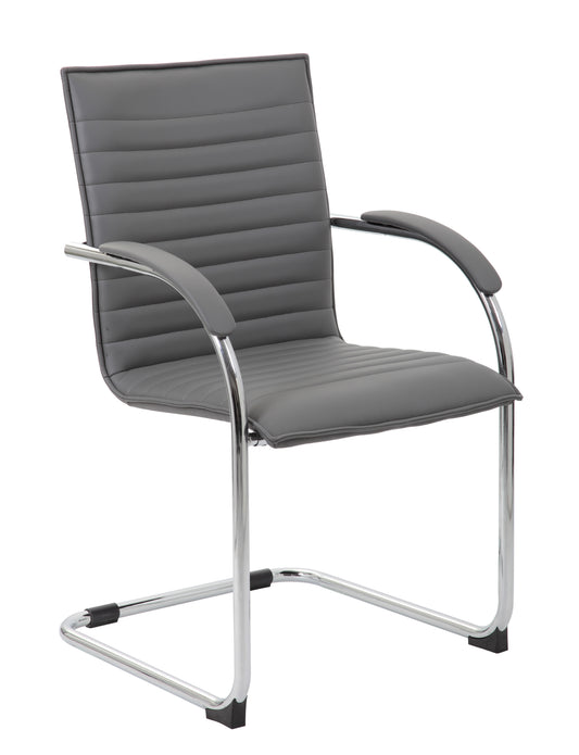 Boss Chrome Frame, Grey Vinyl Side Chair, 2 pack