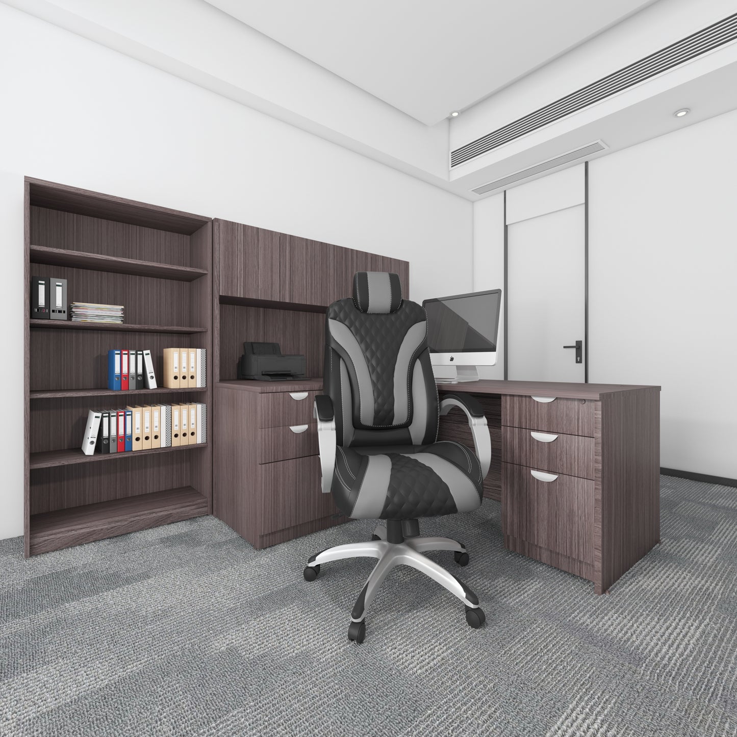 Boss Executive Hinged Arm Chair - Black/Grey image 2