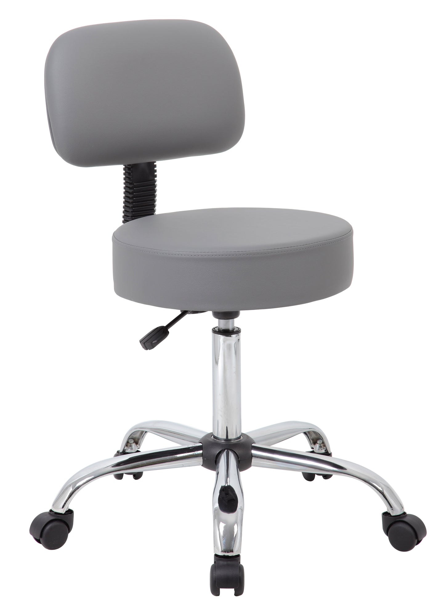 Boss Grey Antimicrobial Medical Stool W/ Back Cushion