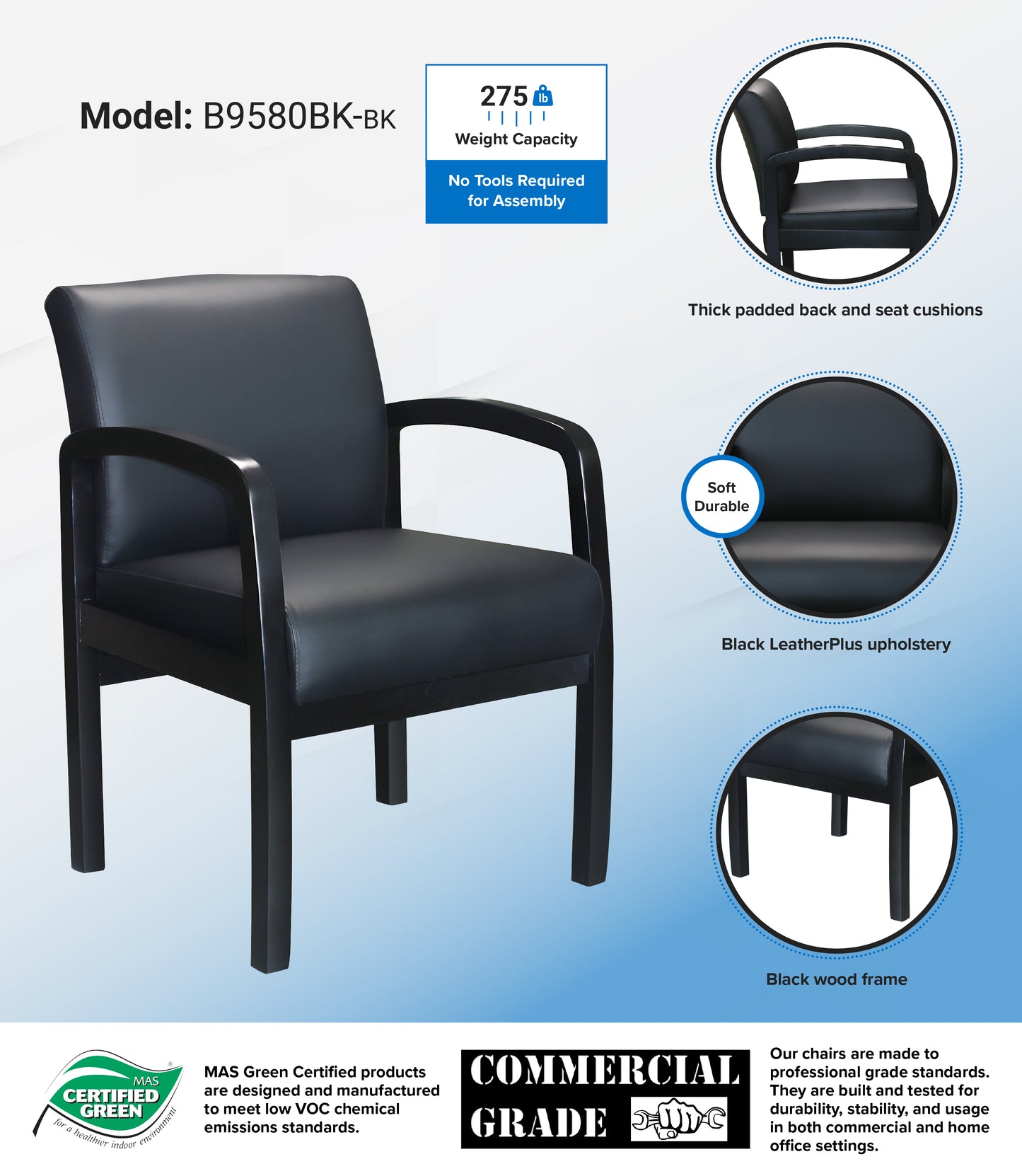 Boss NTR (No Tools Required) guest, accent or dining chair image 3