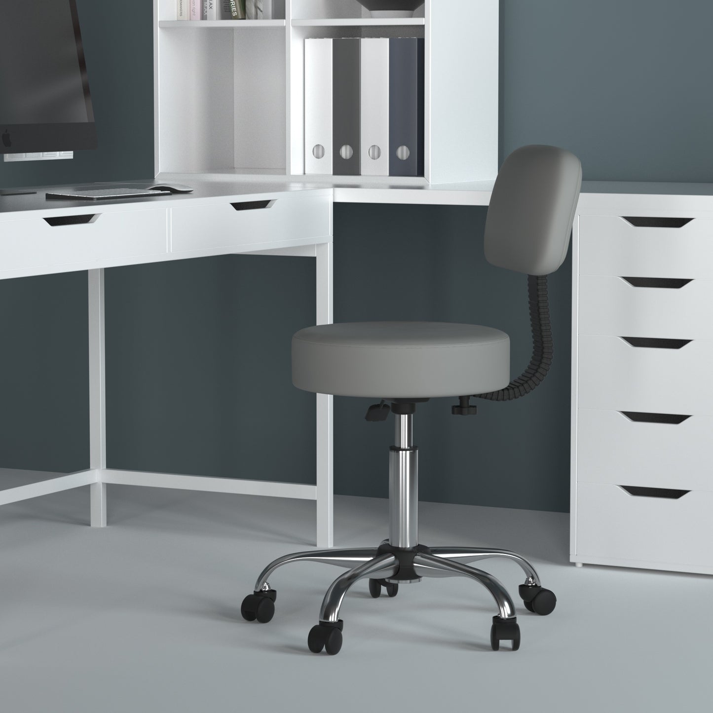 Boss Grey Antimicrobial Medical Stool W/ Back Cushion image 2