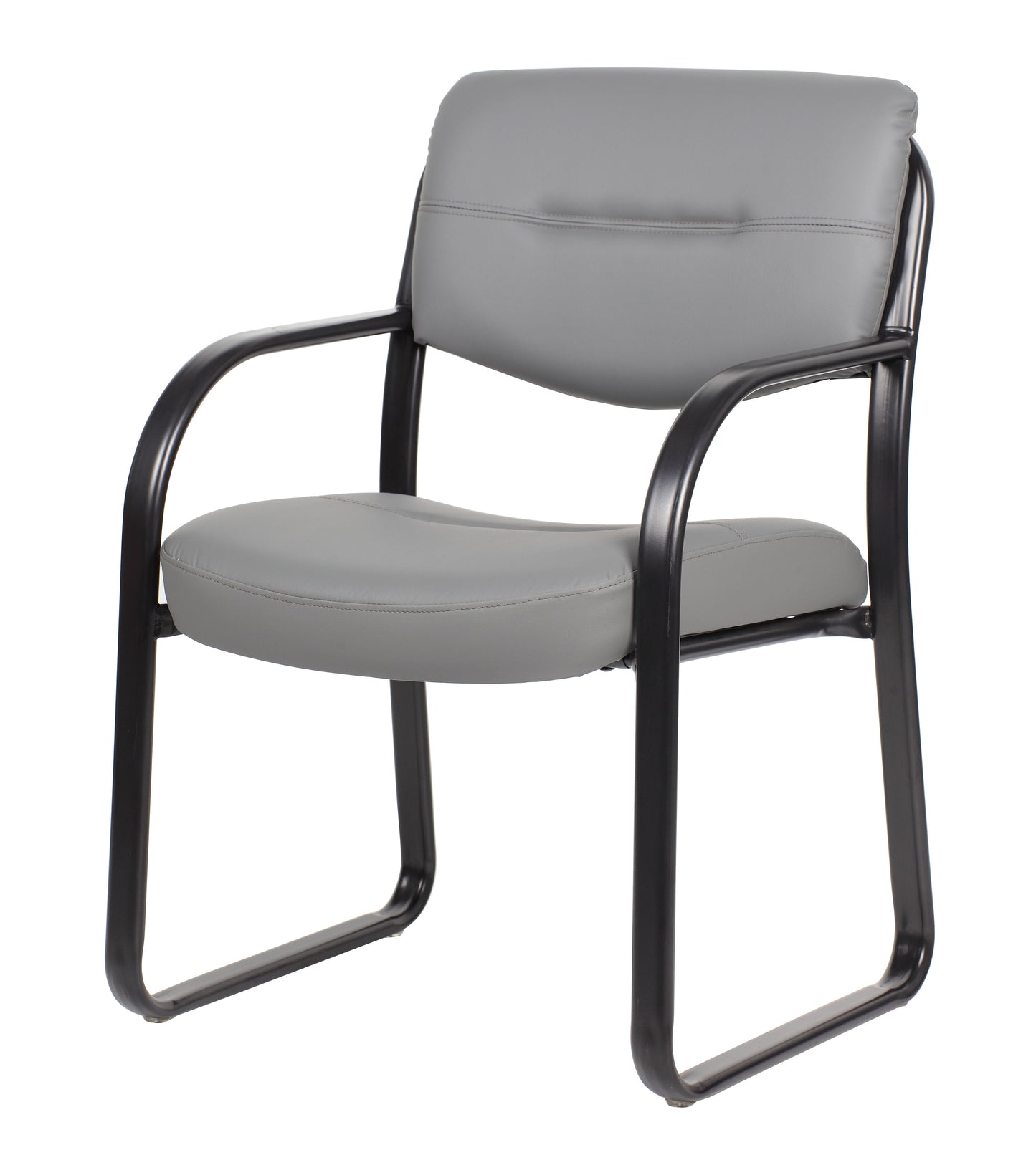 Boss Leather Sled Base Side Chair, Grey image 4