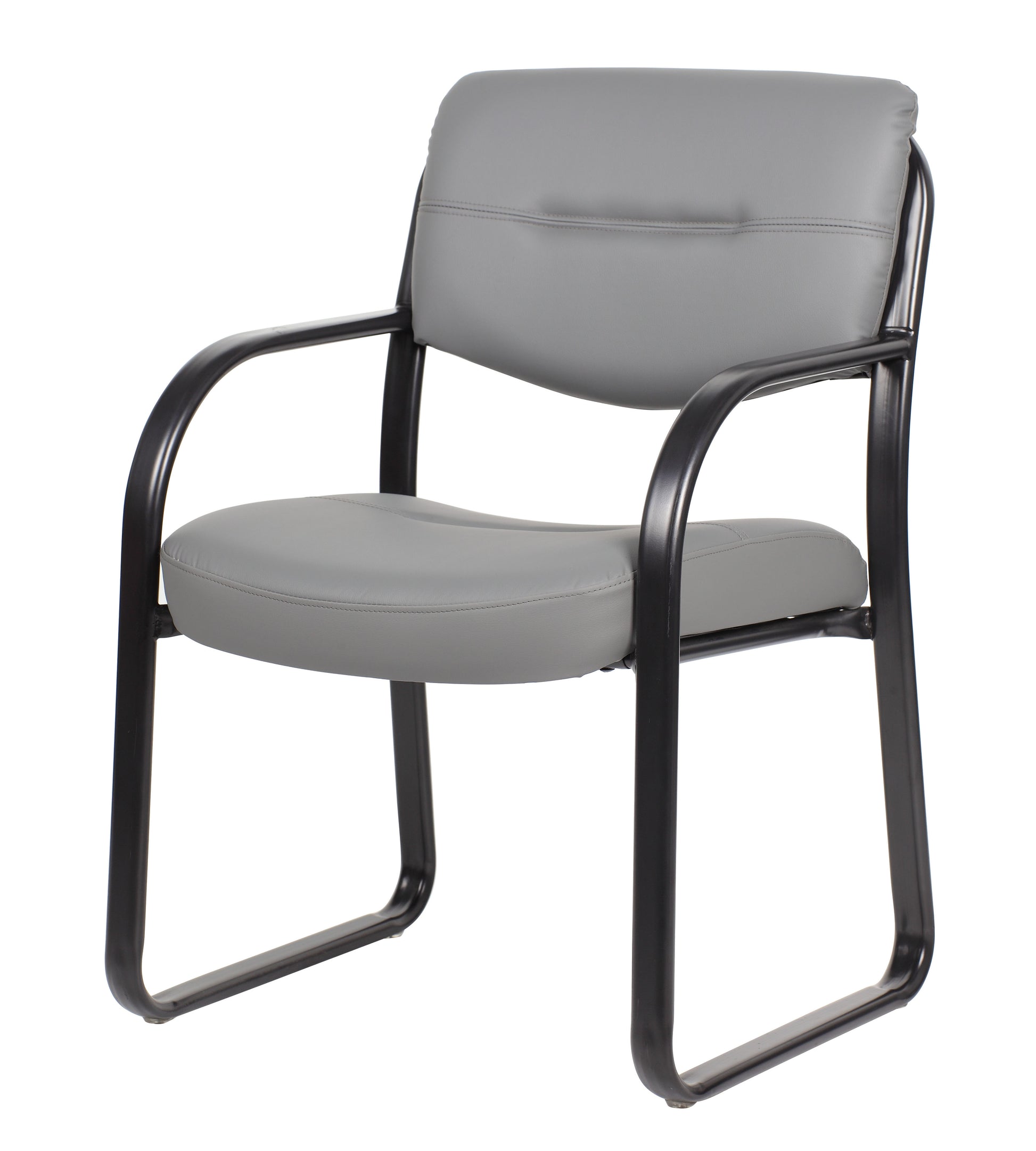 Boss Leather Sled Base Side Chair, Grey image 4