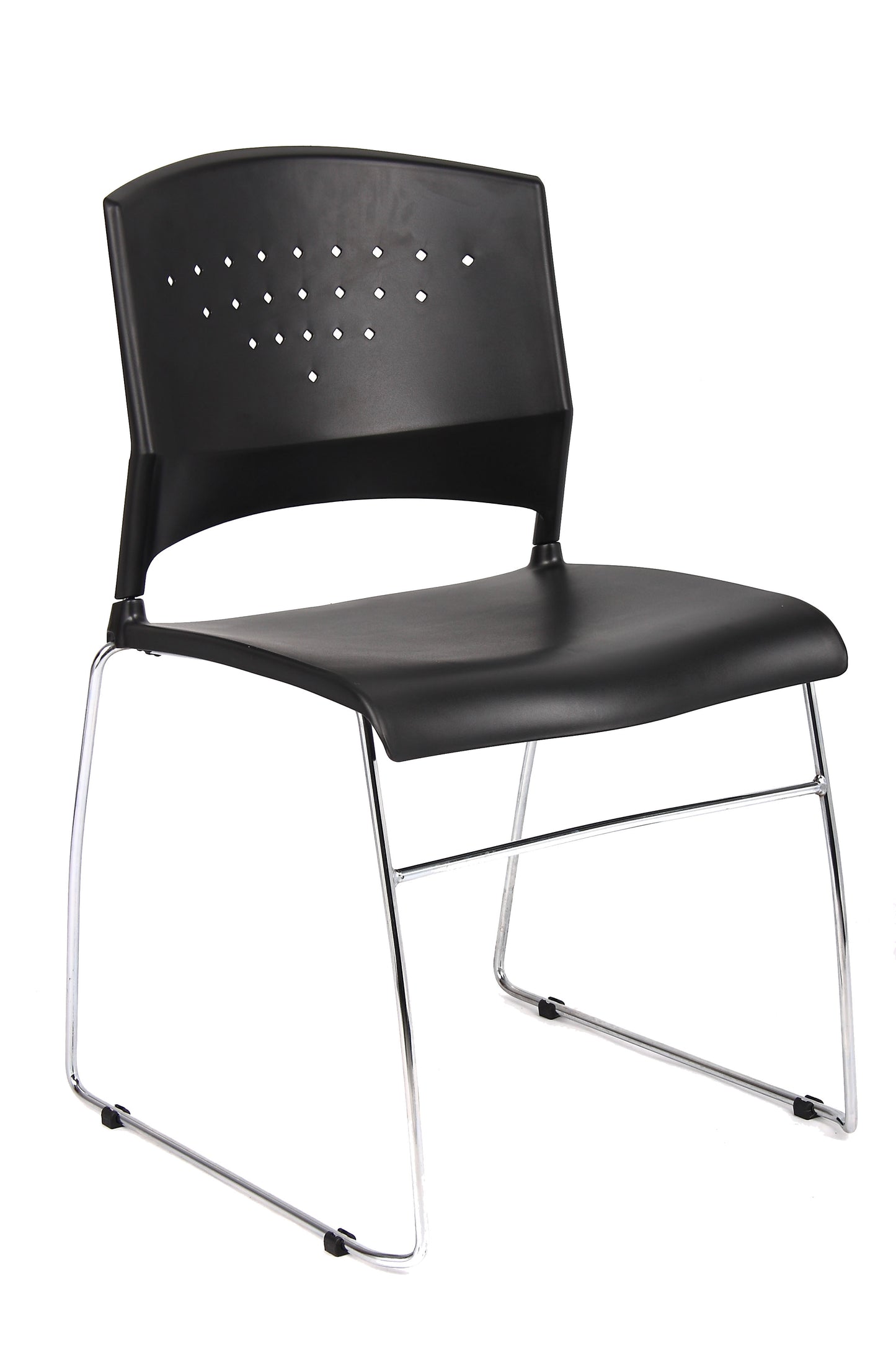 Boss Black Stack Chair With Chrome Frame 2 Pcs Pack
