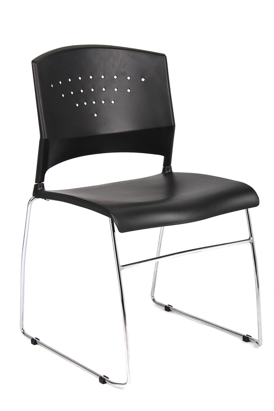 Boss Black Stack Chair With Chrome Frame 2 Pcs Pack