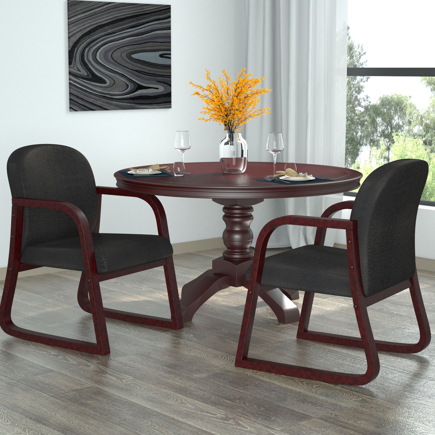Boss Mahogany Frame guest, accent or dining chair In Black Fabric image 2
