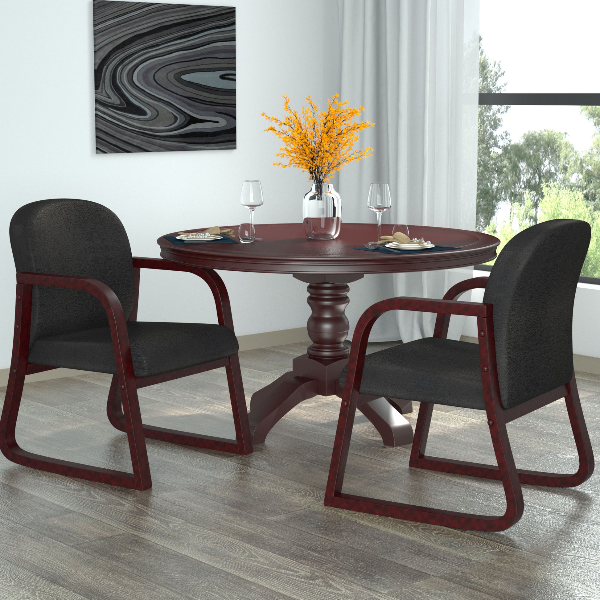 Boss Mahogany Frame guest, accent or dining chair In Black Fabric image 2