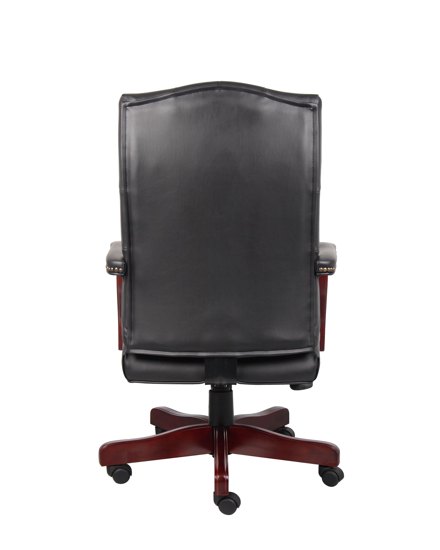 Boss Classic Black Caressoft Chair With Mahogany Finish Frame image 6