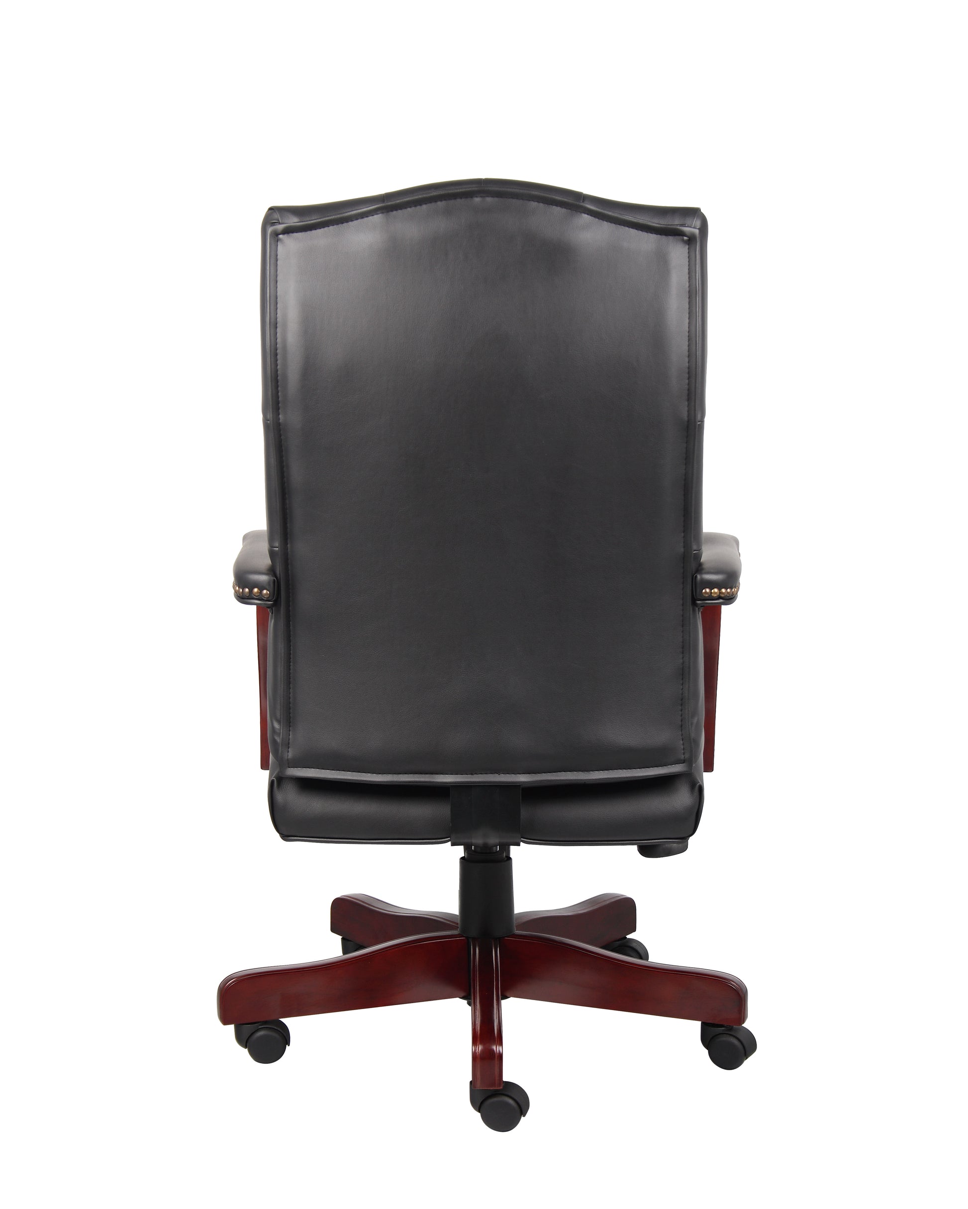 Boss Classic Black Caressoft Chair With Mahogany Finish Frame image 6