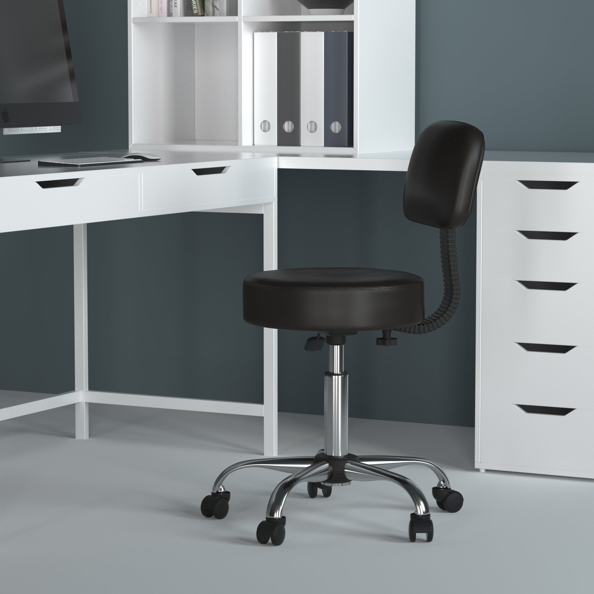 Boss Black Antimicrobial Vinyl Medical Stool W/ Back Cushion image 2