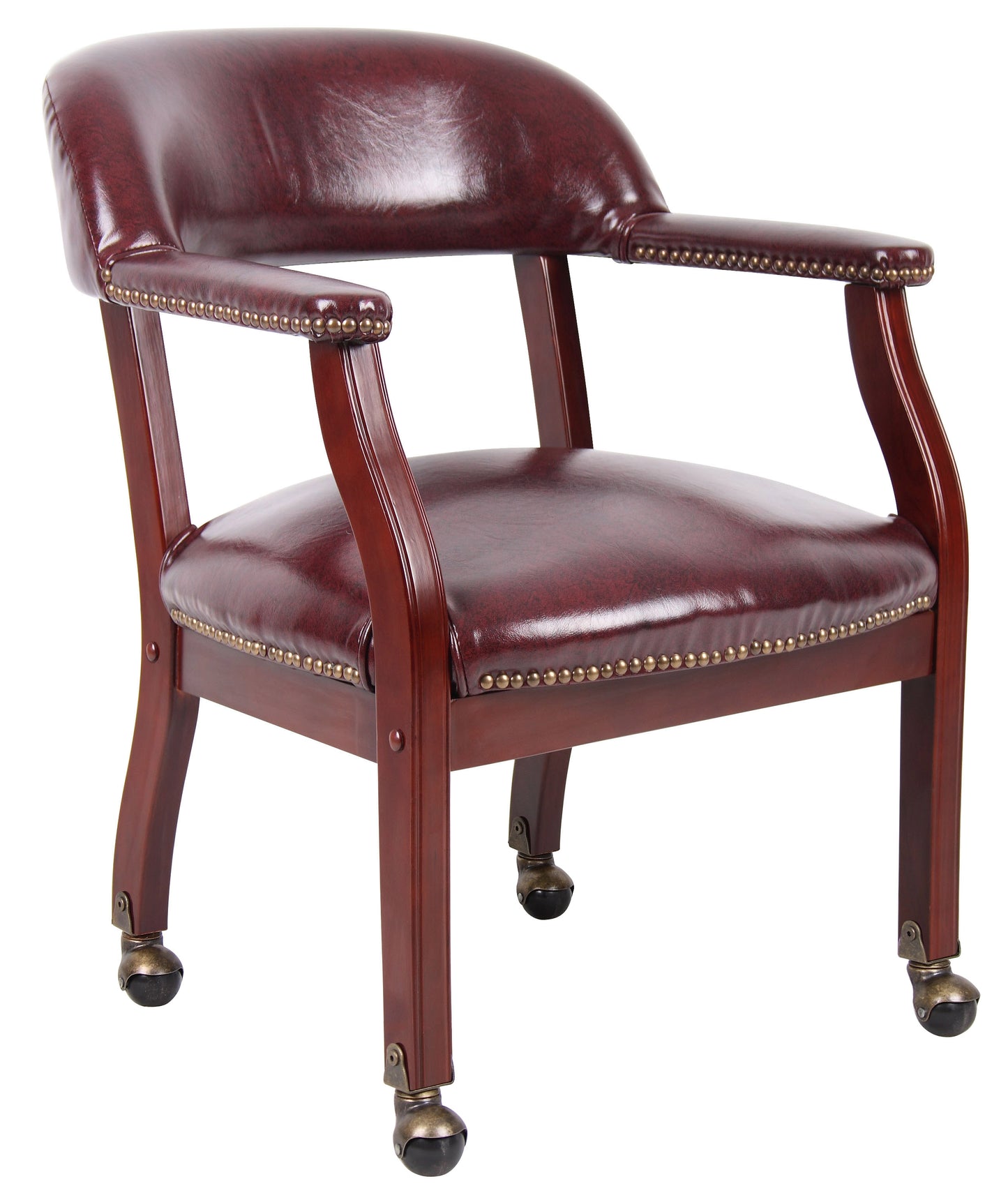 Boss Captain's guest, accent or dining chair in Burgundy Vinyl W/ Casters