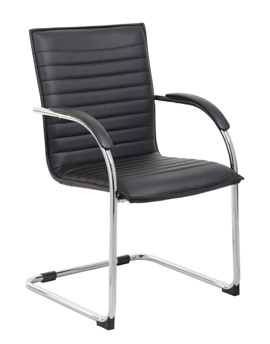 Boss Chrome Frame, Black Vinyl Side Chair, 2 pack