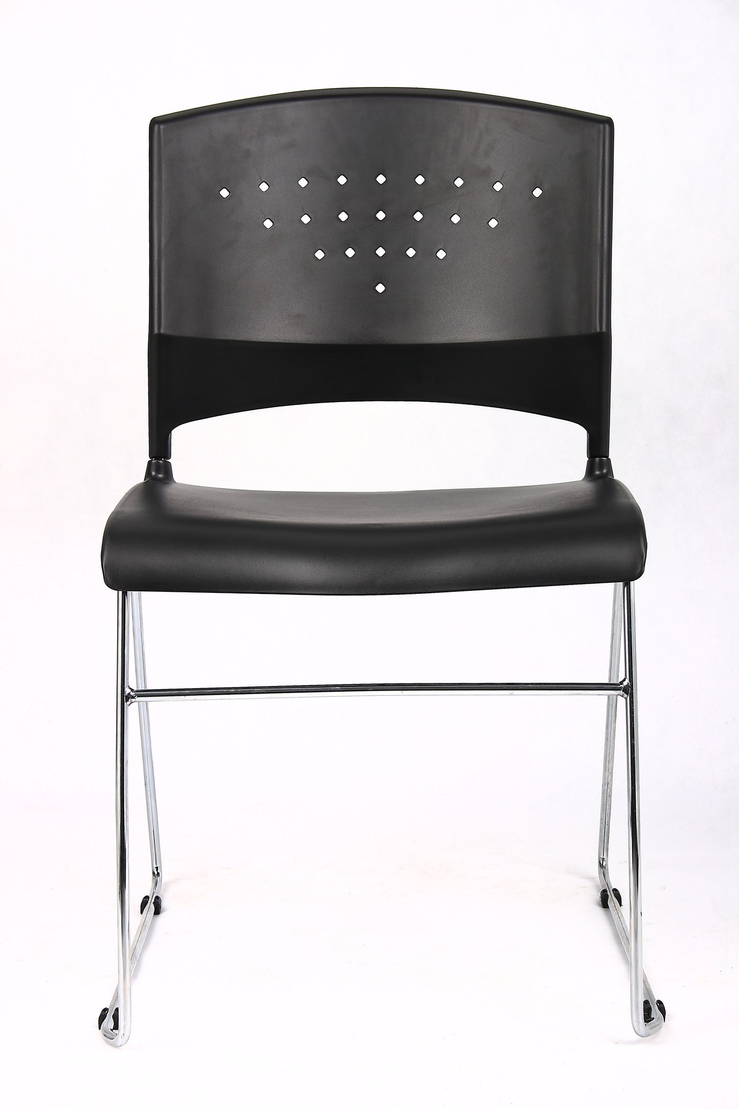Boss Black Stack Chair With Chrome Frame 4 Pcs Pack image 4