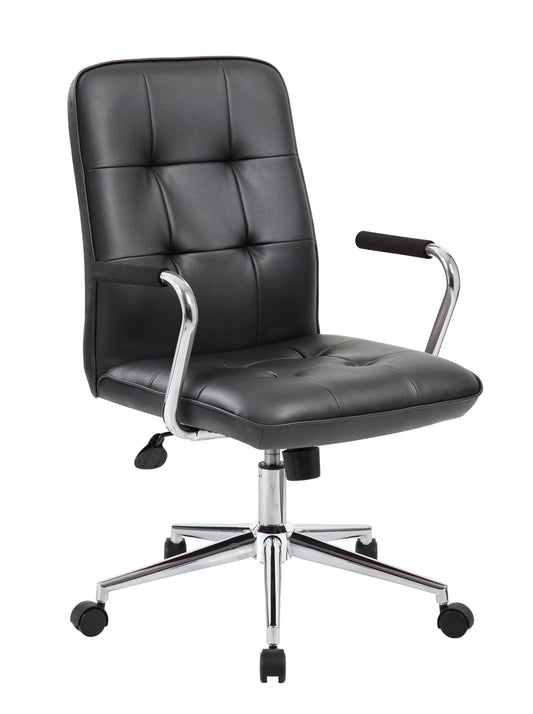 Boss Modern Office Chair w/Chrome Arms - Black