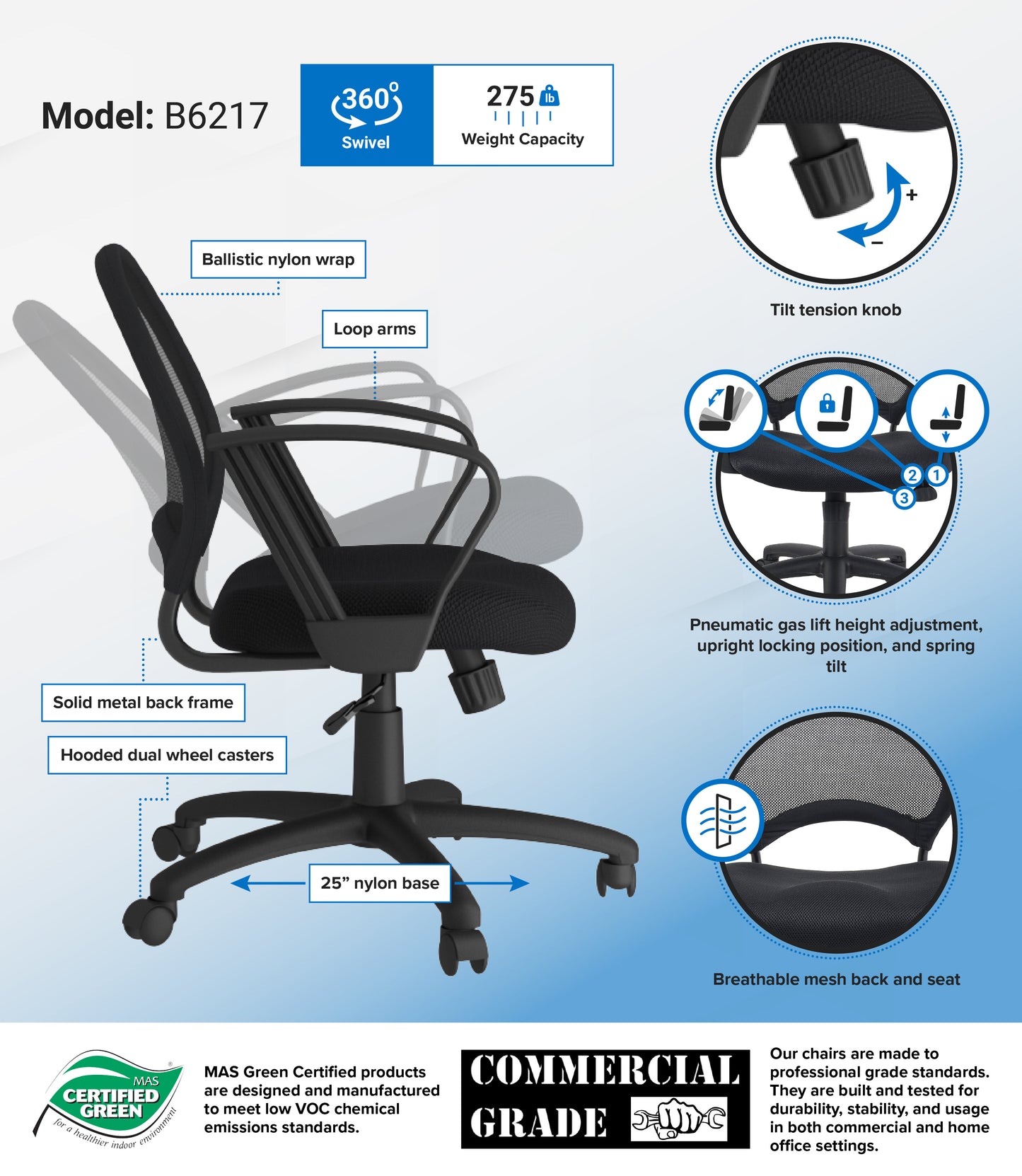 Boss Mesh Chair With Loop Arms image 2