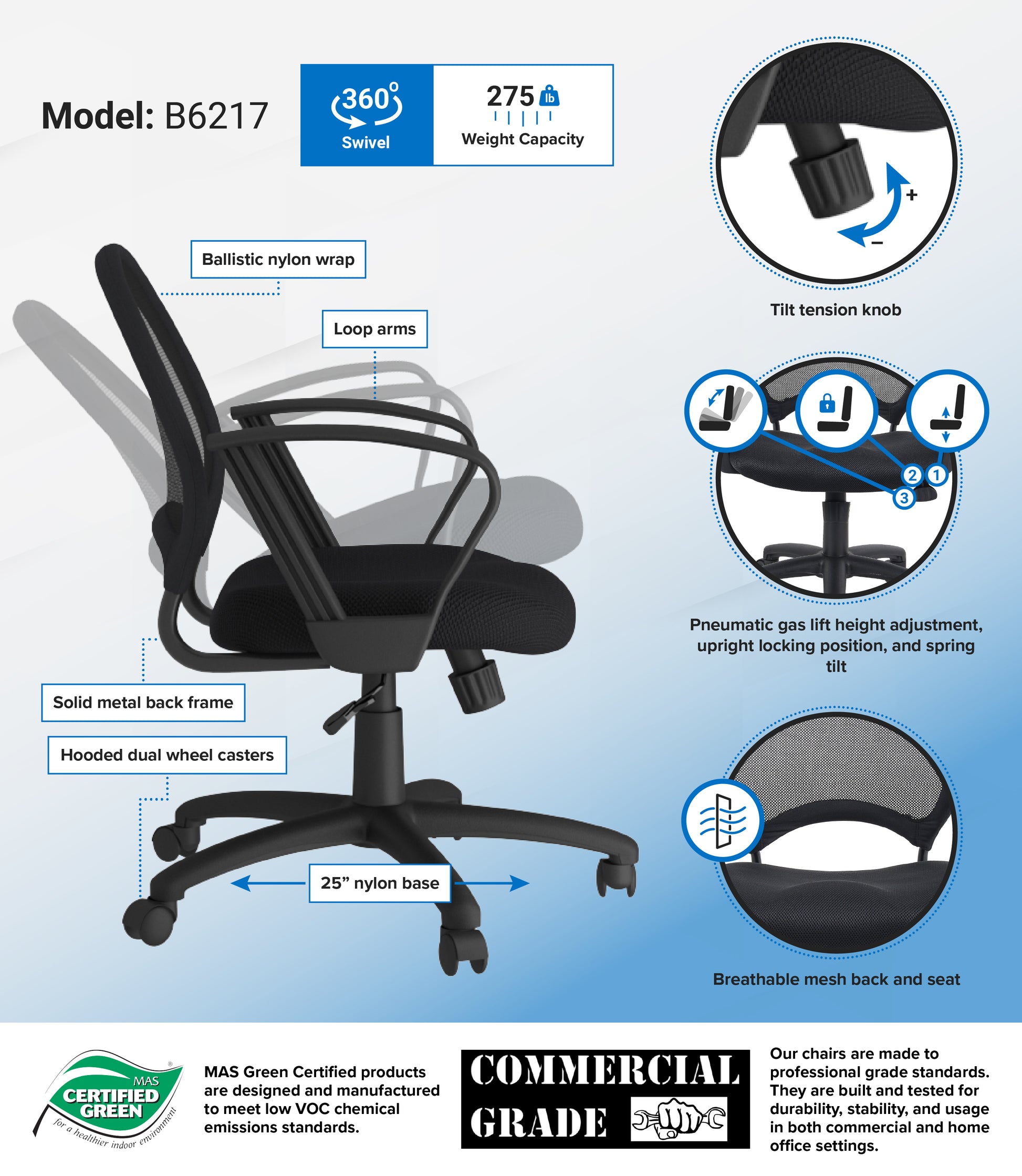 Boss Mesh Chair With Loop Arms image 2
