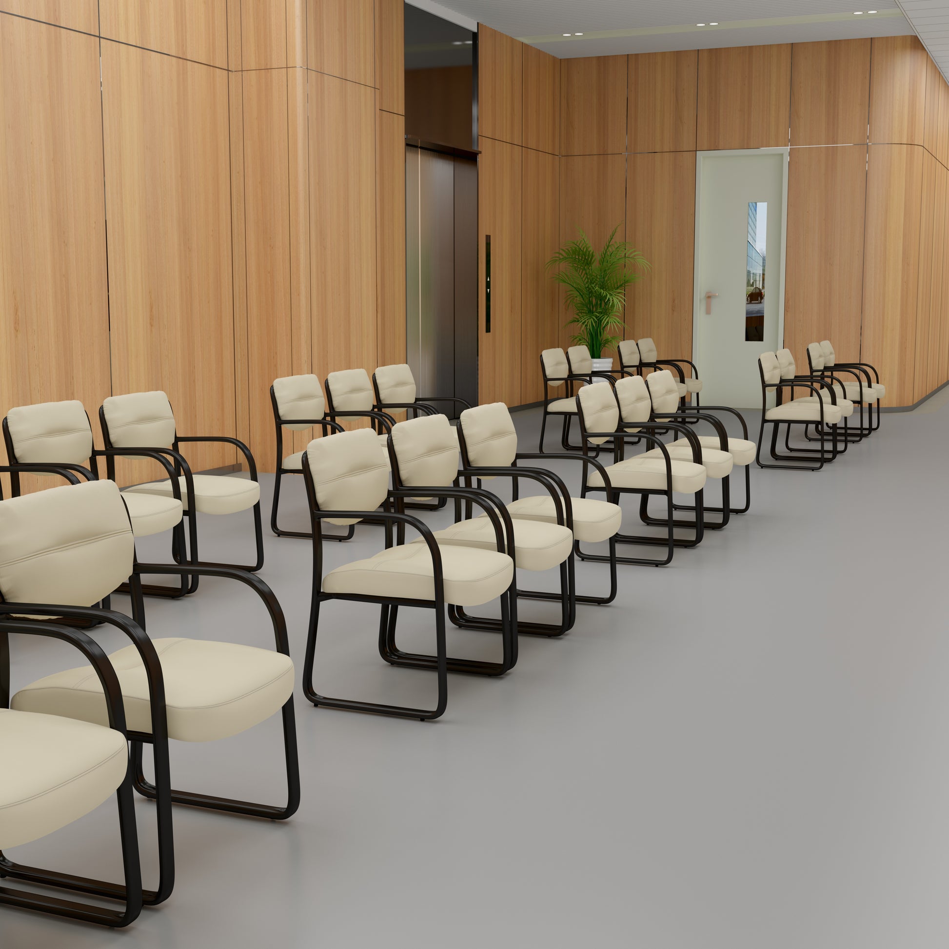 Boss Leather Sled Base Side Chair, Beige image 2
