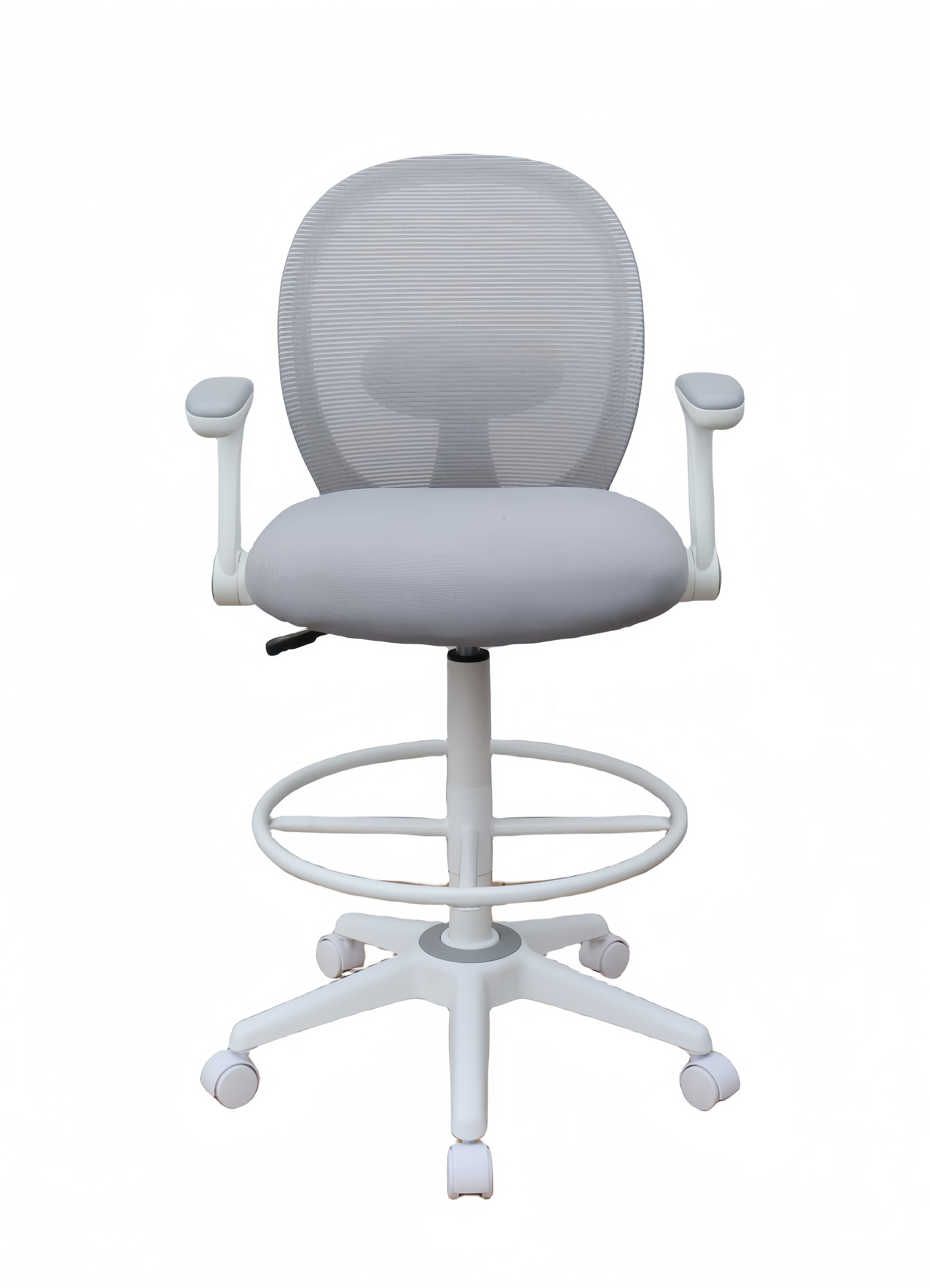 Boss Grey Mesh, Flip Arm, Stool, White Frame image 7