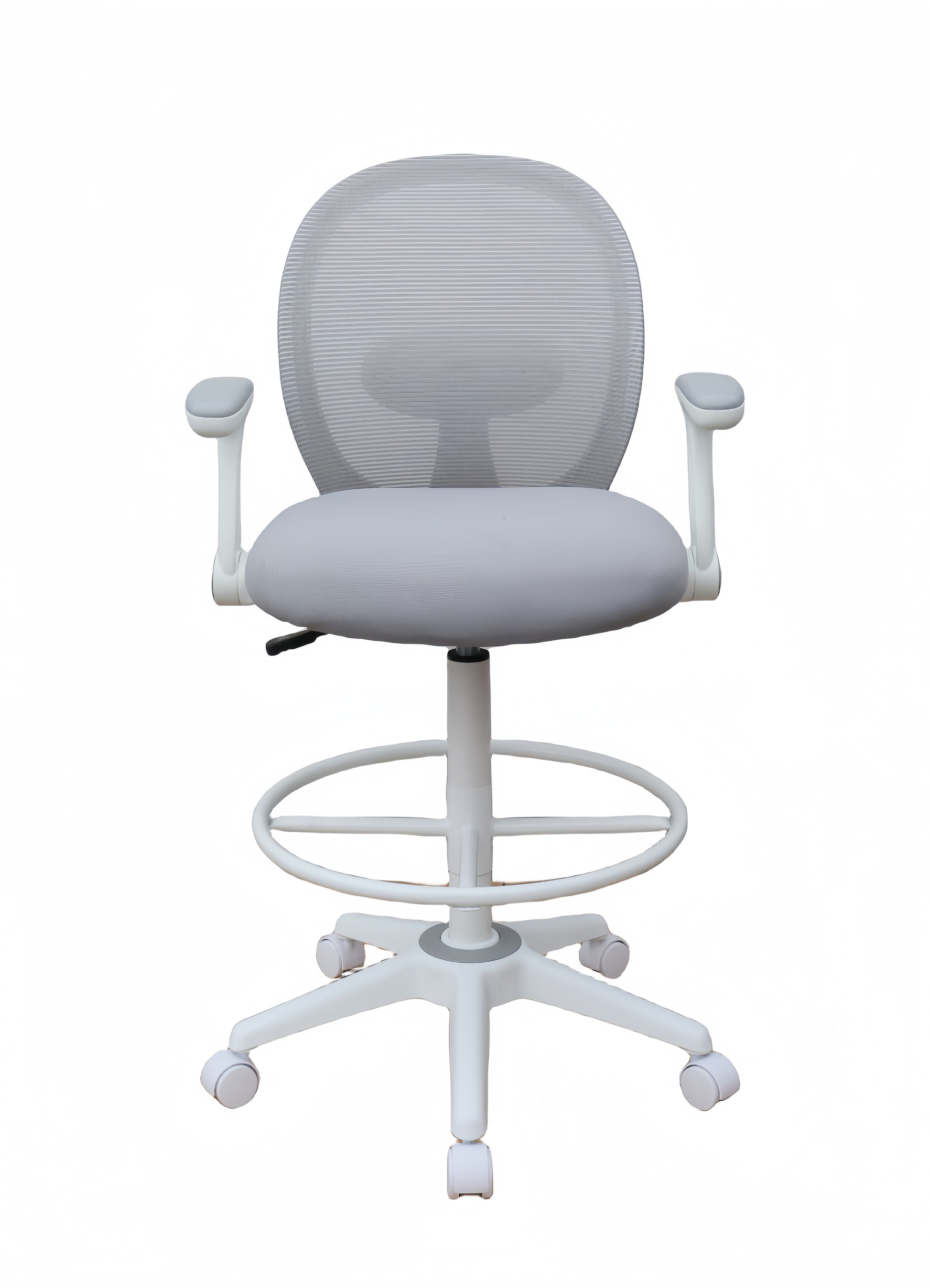Boss Grey Mesh, Flip Arm, Stool, White Frame image 7