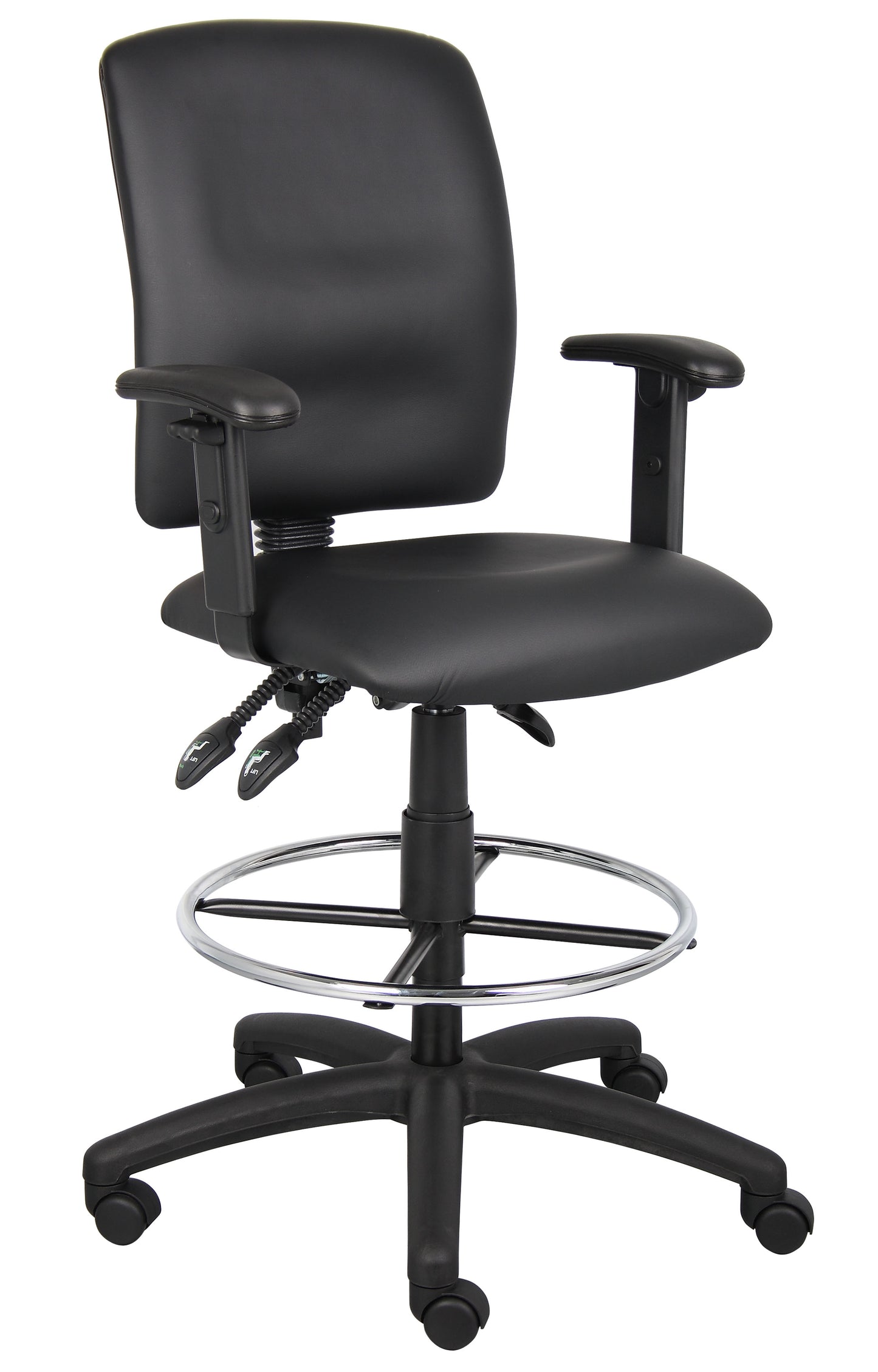 Boss Multi-Function LeatherPlus Drafting Stool W/ Adjustable Arms