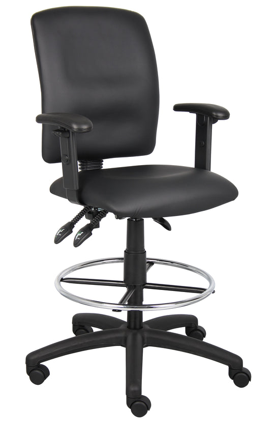 Boss Multi-Function LeatherPlus Drafting Stool W/ Adjustable Arms