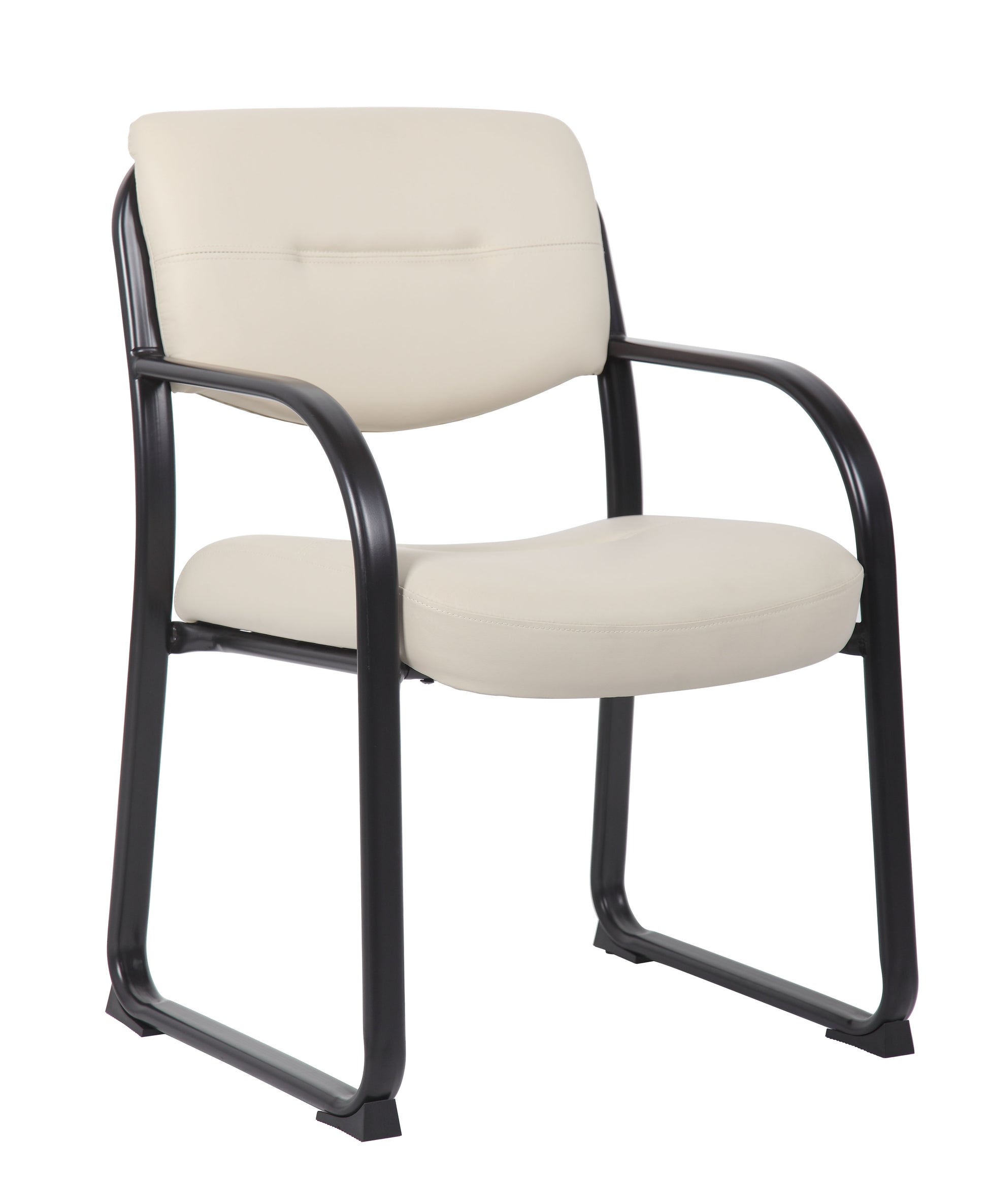 Boss Leather Sled Base Side Chair, Beige