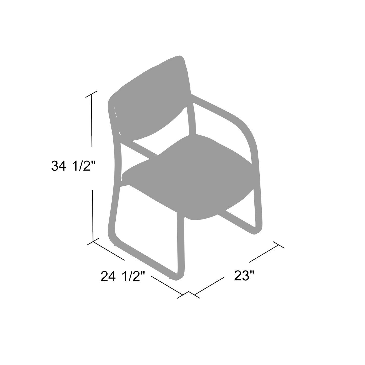 Boss Leather Sled Base Side Chair, Black image 3