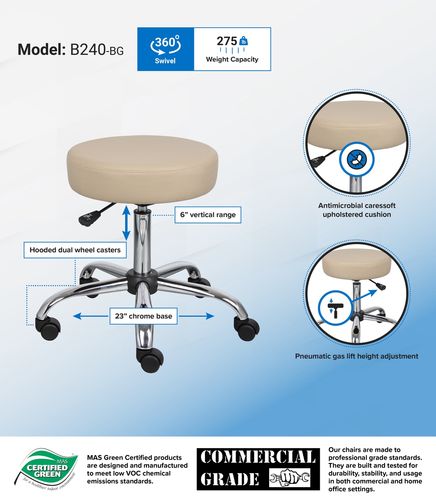 Boss Beige Caressoft Medical Stool image 3