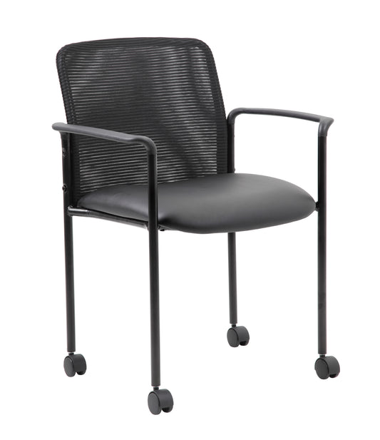 Boss Mesh Guest Chair with Casters, Black