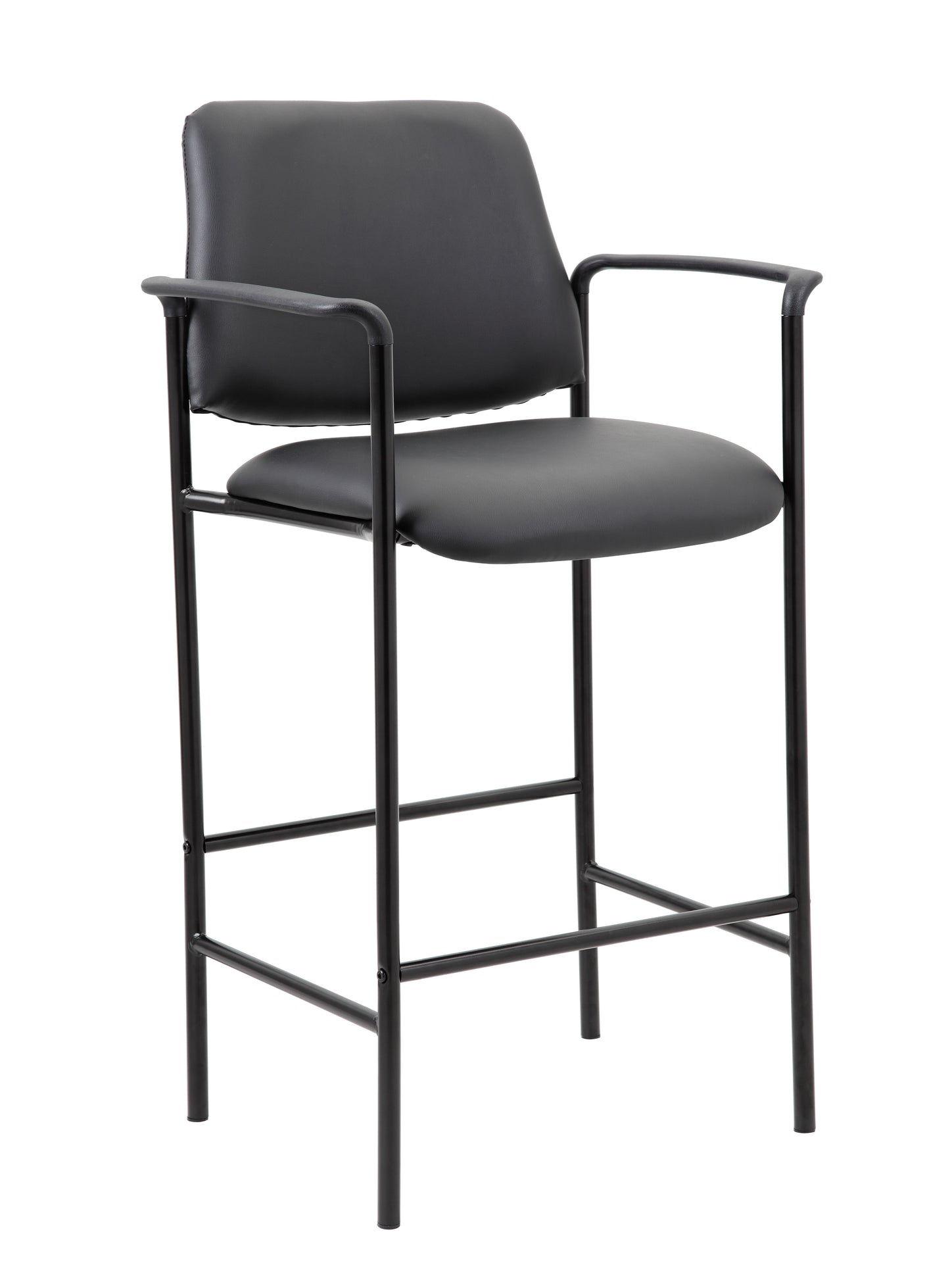 Boss Square Back Diamond Stool W/Arm In Black Caressoft