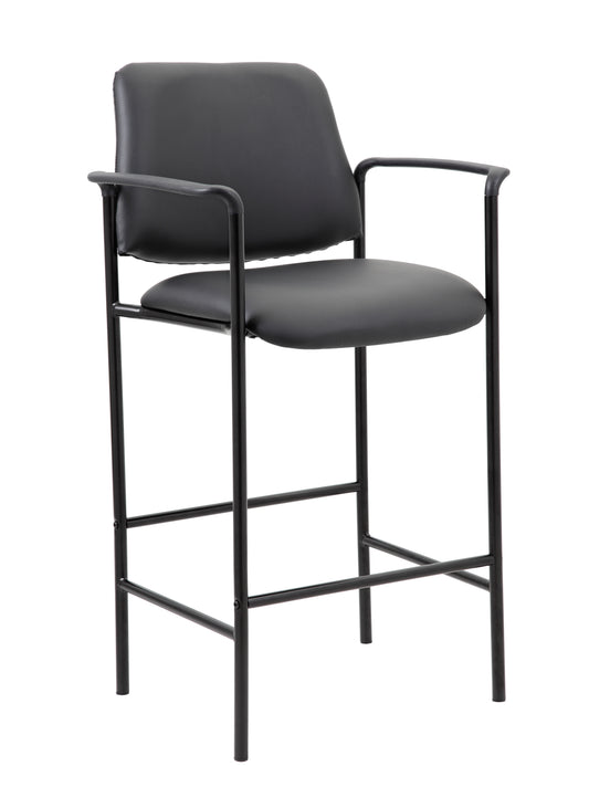Boss Square Back Diamond Stool W/Arm In Black Caressoft