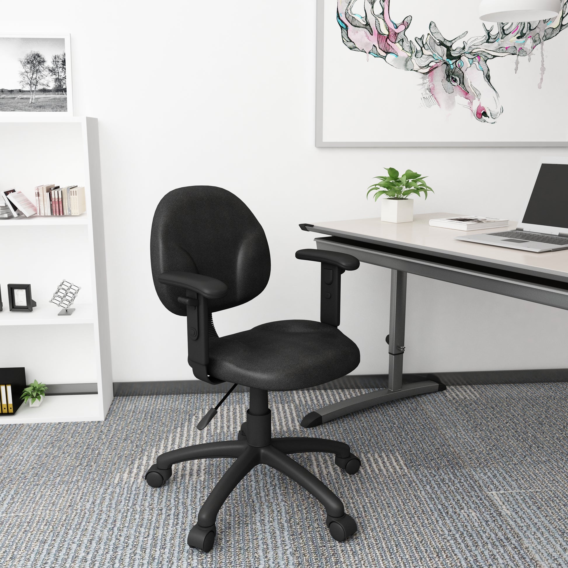 Boss Diamond Task Chair In Black W/ Adjustable Arms image 2