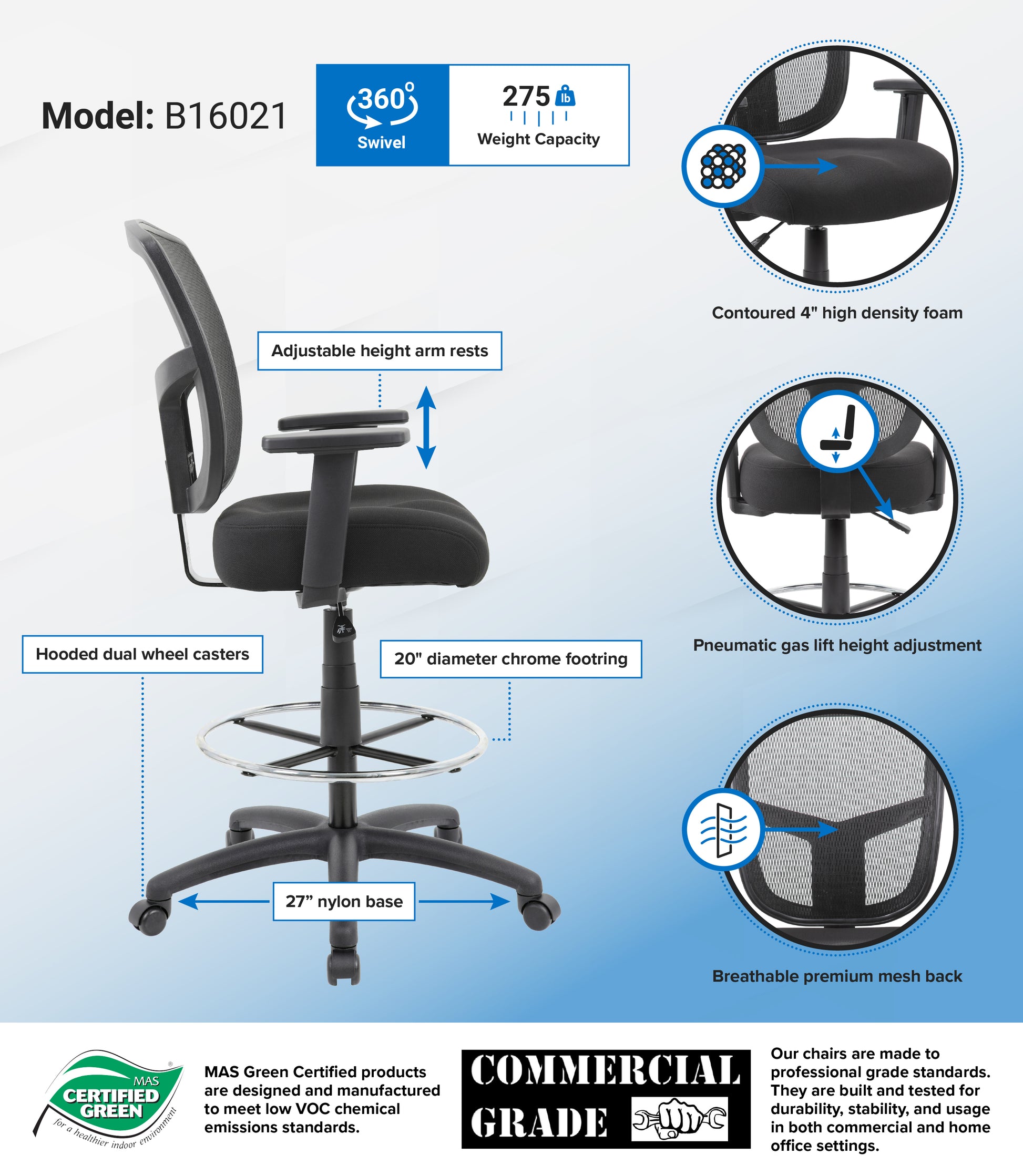 Boss Contract Mesh Drafting Stool image 3