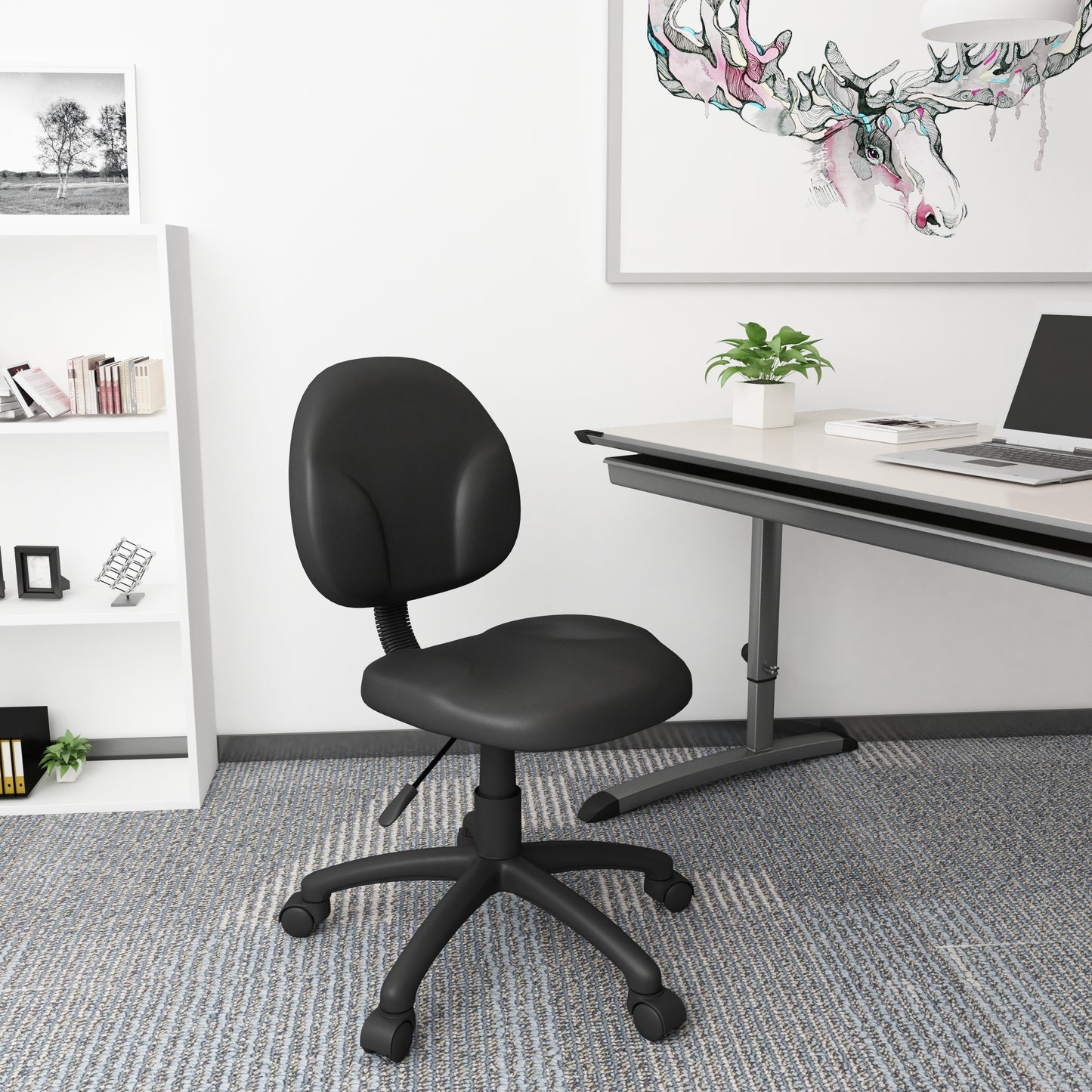 Boss Diamond Task Chair In Black Antimicrobial Vinyl image 2