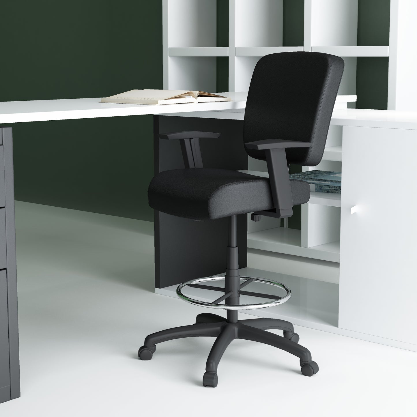 Boss 300 lb Heavy Duty Office Stool, Black image 2