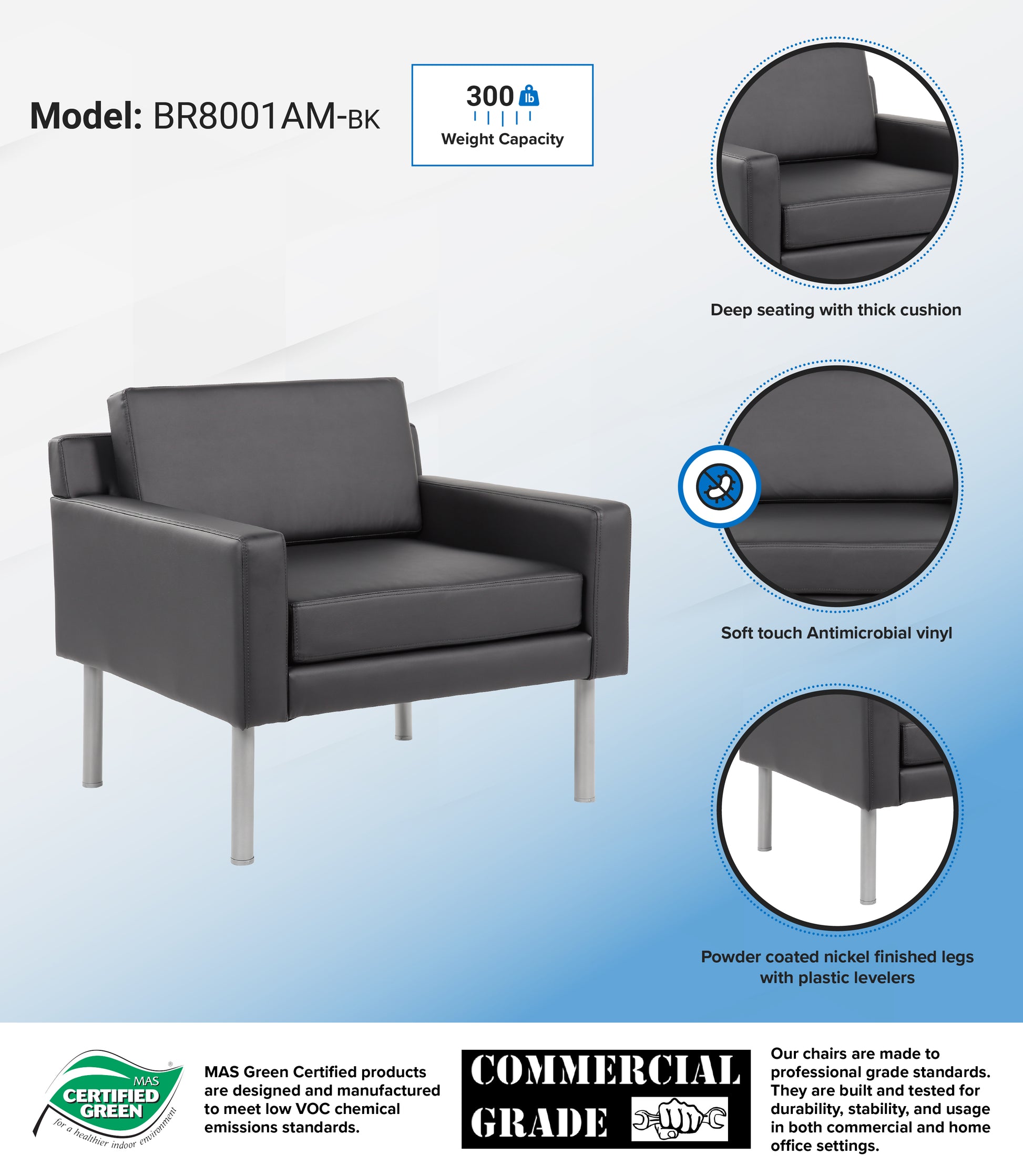 Boss Black Antimicrobial Vinyl Lounge Chair image 3