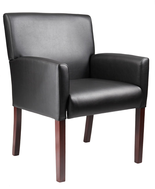 Boss Box Arm guest, accent or dining chair W/Mahogany Finish
