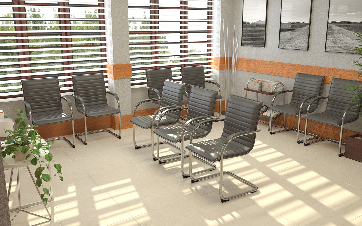 Boss Chrome Frame, Grey Vinyl Side Chair, 2 pack image 2