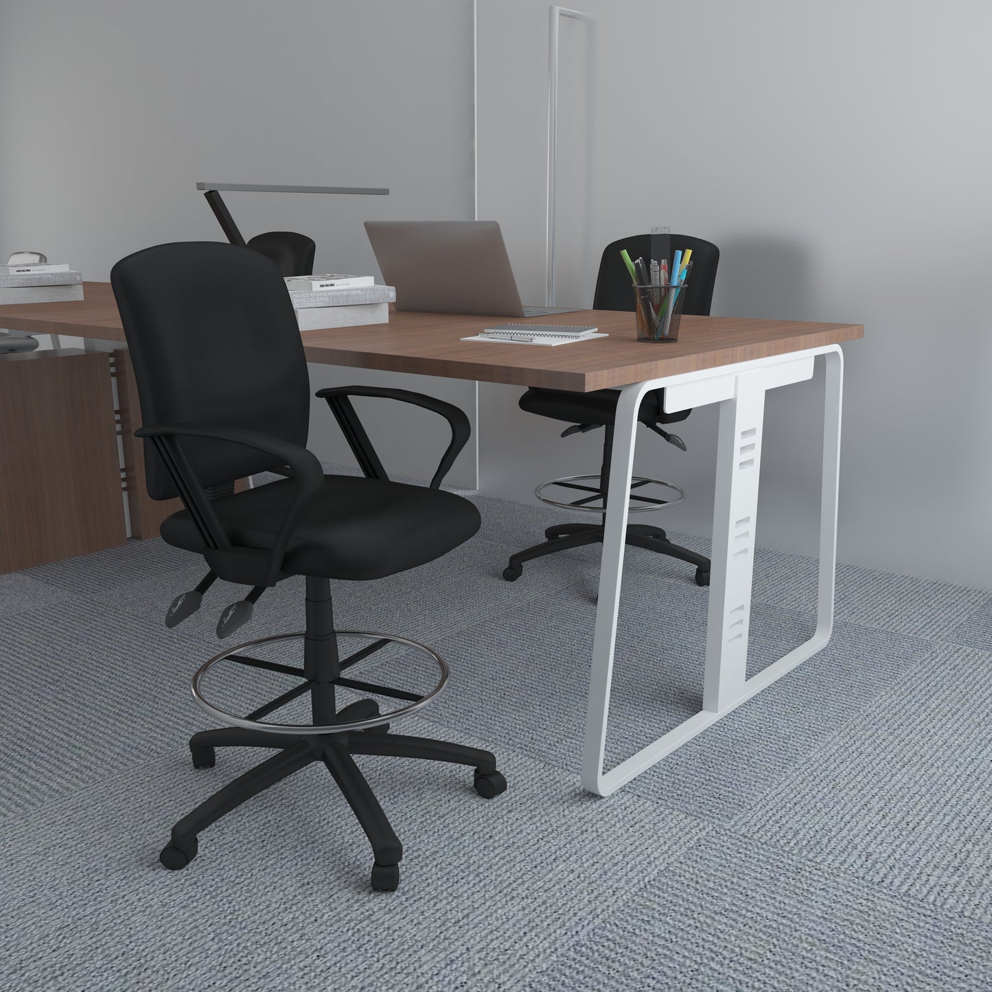 Boss Multi-Function LeatherPlus Drafting Stool W/ Loop Arms image 2