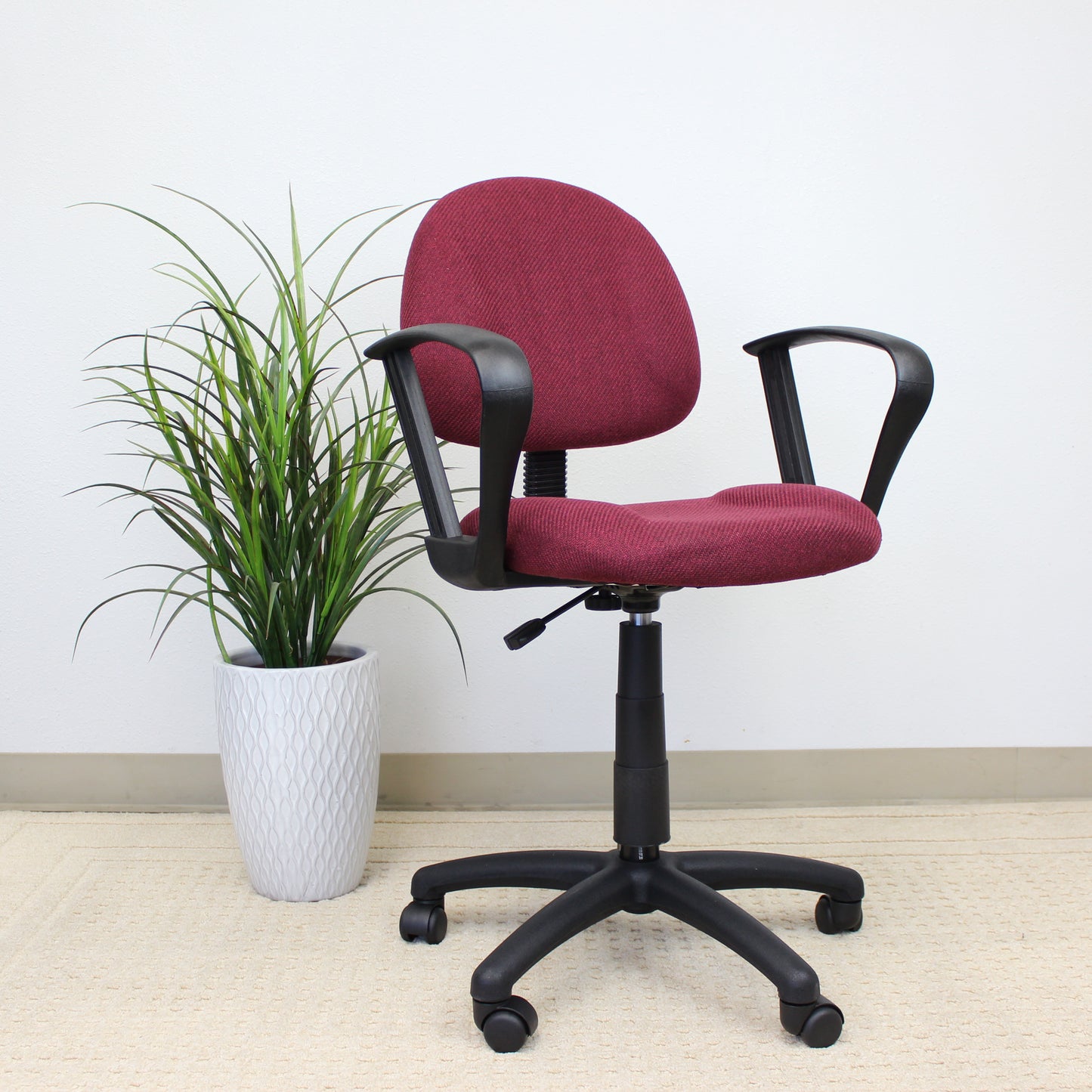 Boss Burgundy  Deluxe Posture Chair W/ Loop Arms image 2