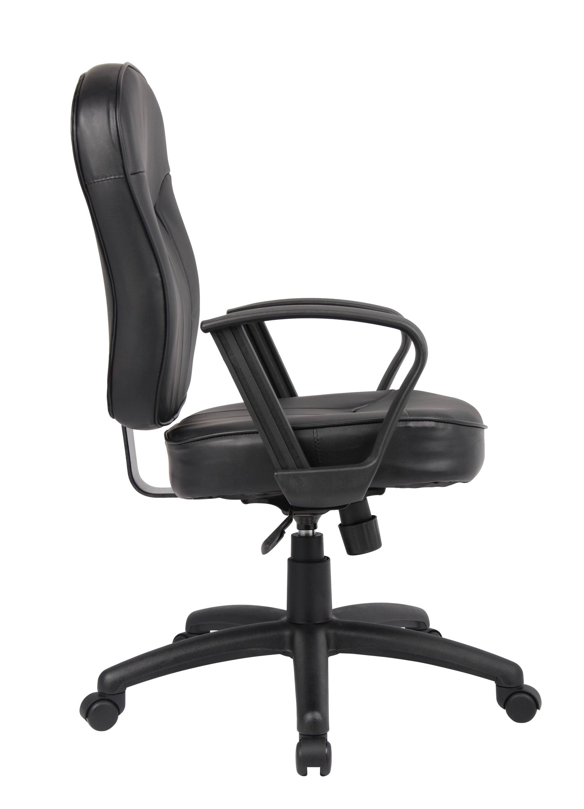 Boss Black Leather Task Chair W/ Loop Arms image 7