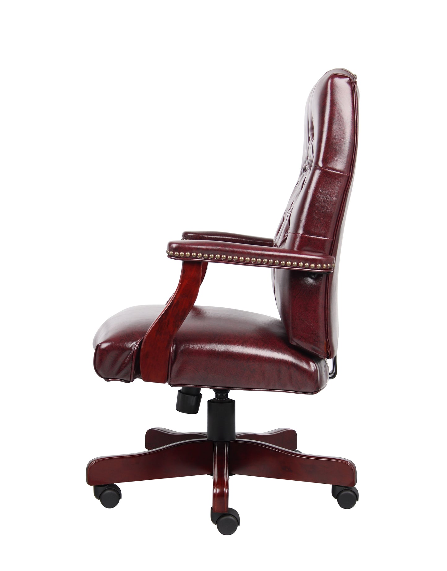 Boss Classic Executive Oxblood Vinyl Chair With Mahogany Finish Frame image 7