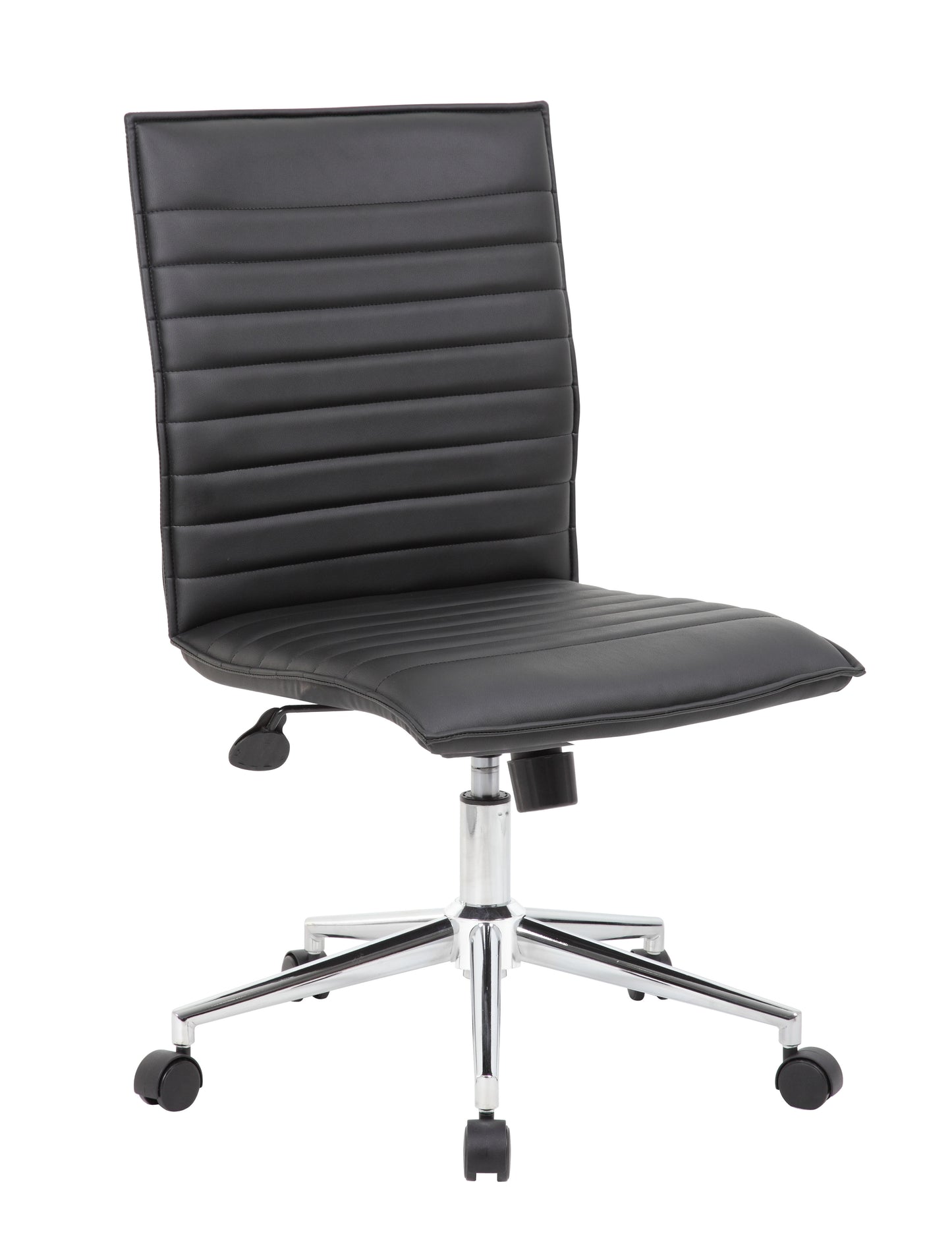 Boss Black Vinyl Armless Hospitality Chair