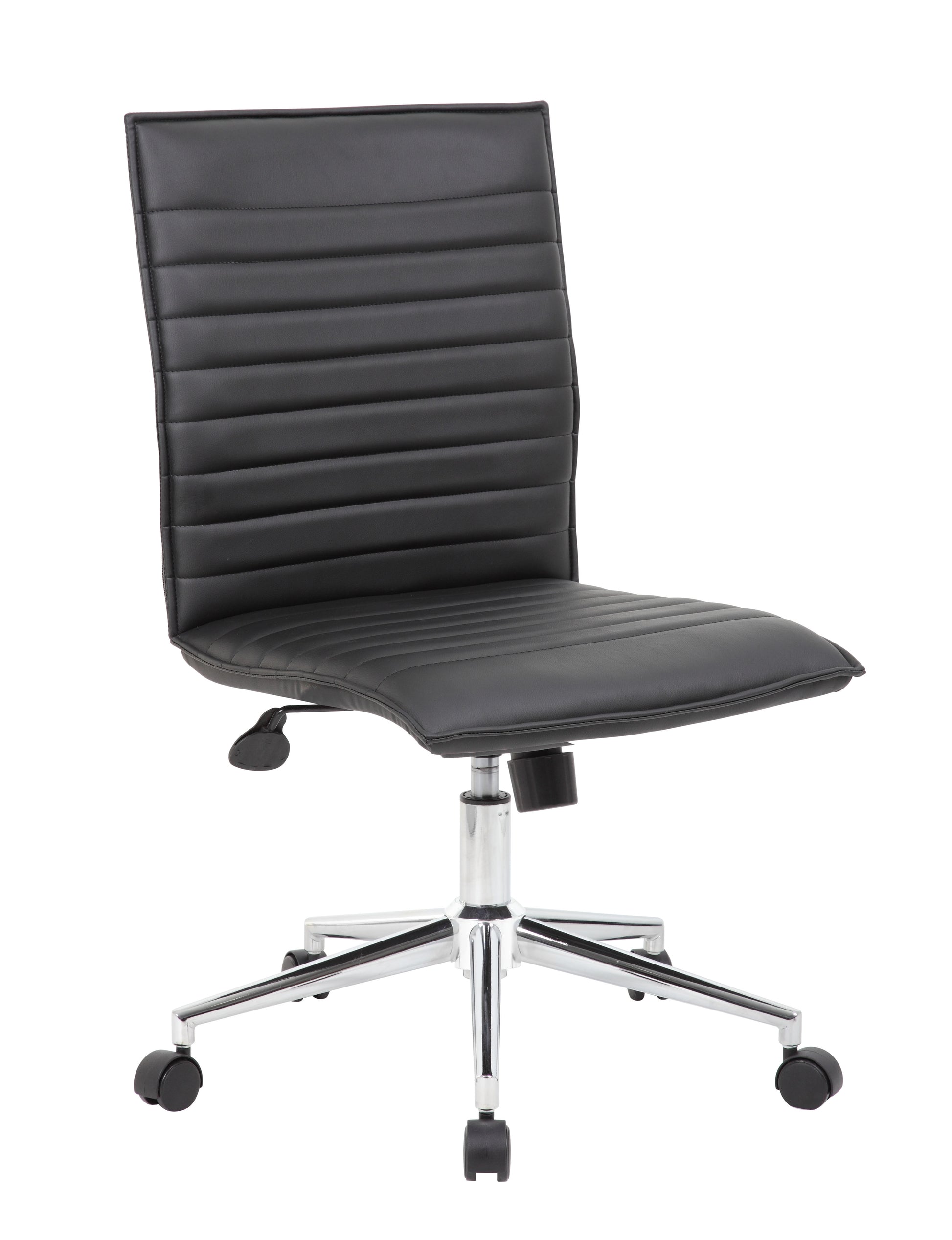 Boss Black Vinyl Armless Hospitality Chair