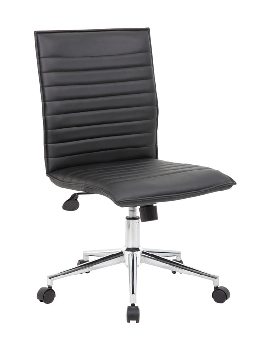 Boss Black Vinyl Armless Hospitality Chair