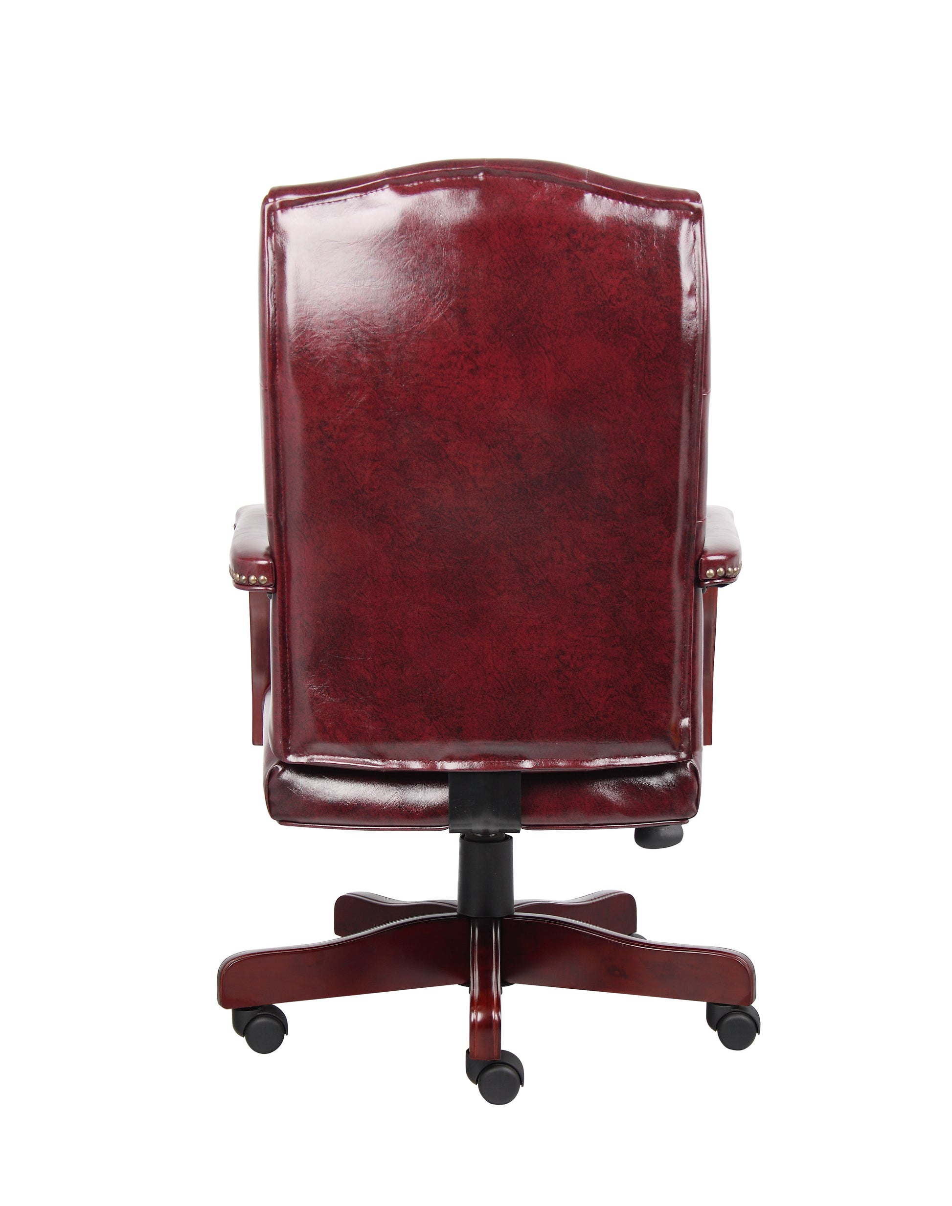 Boss Classic Executive Oxblood Vinyl Chair With Mahogany Finish Frame image 6
