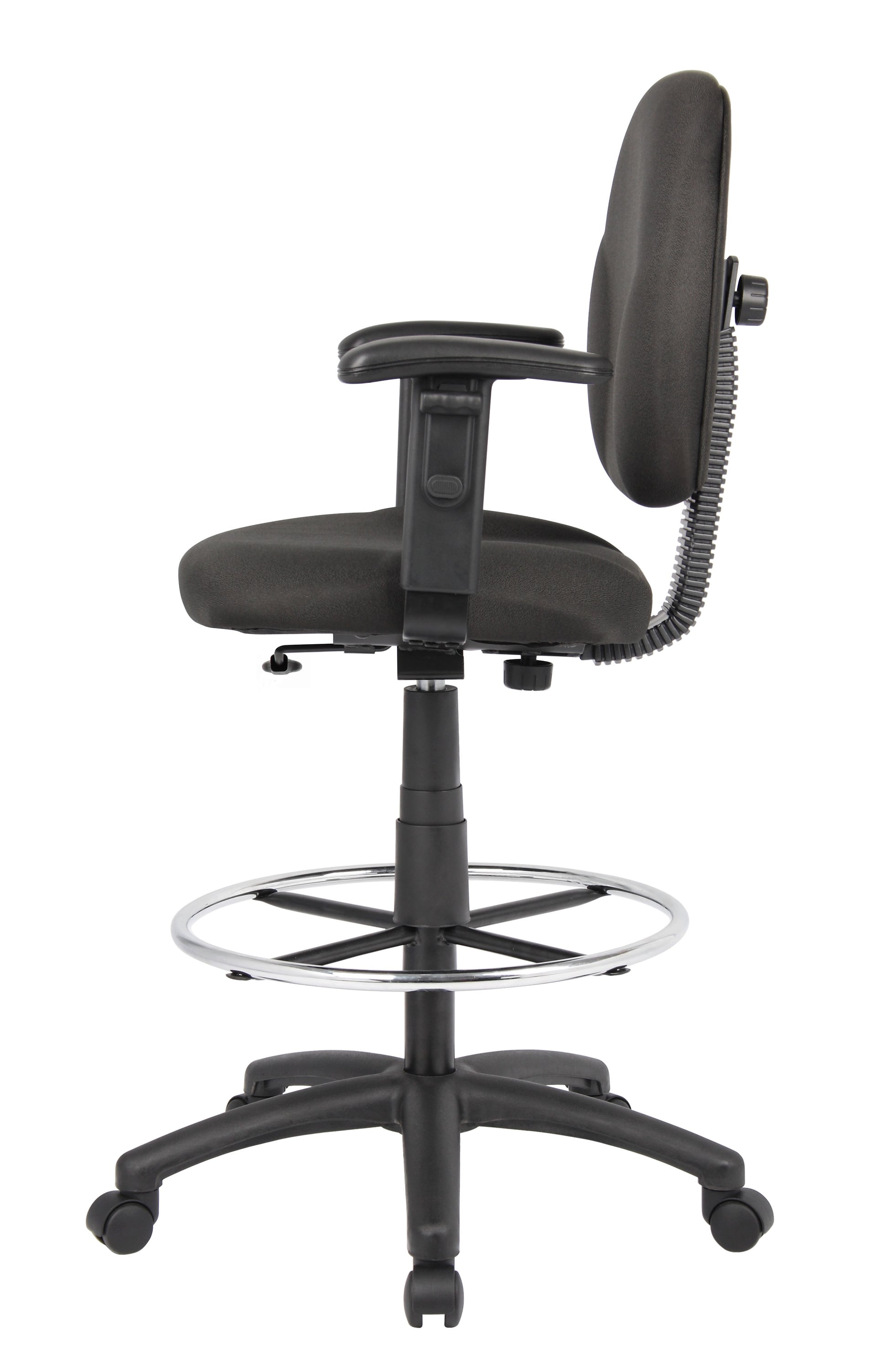 Boss Black Fabric Drafting Stools W/Adj Arms & Footring image 7